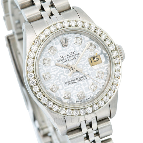 Rolex Oyster Perpetual Datejust 69190 26MM White Diamond Dial With Jubilee Bracelet