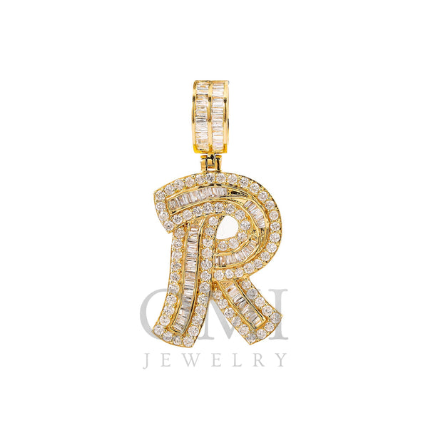14K Yellow Gold Diamond Letter R Pendant