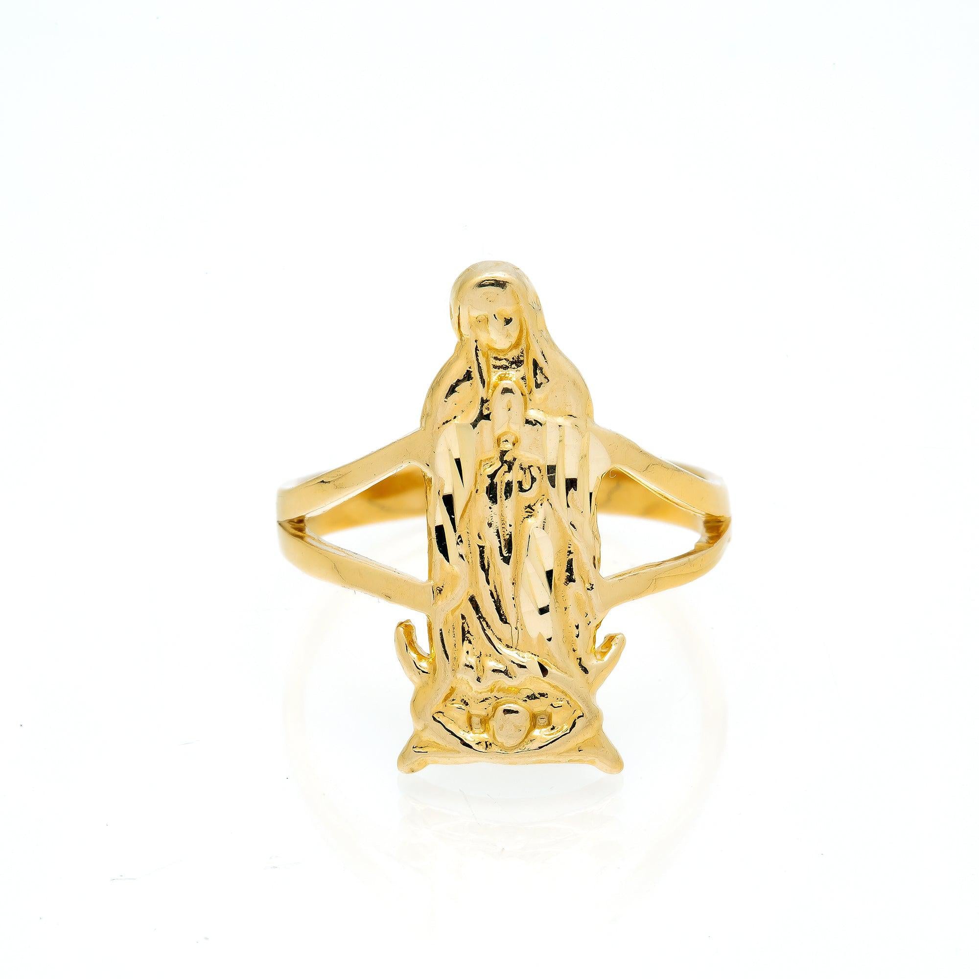 10K Yellow Gold Mary Medallion Men's Ring