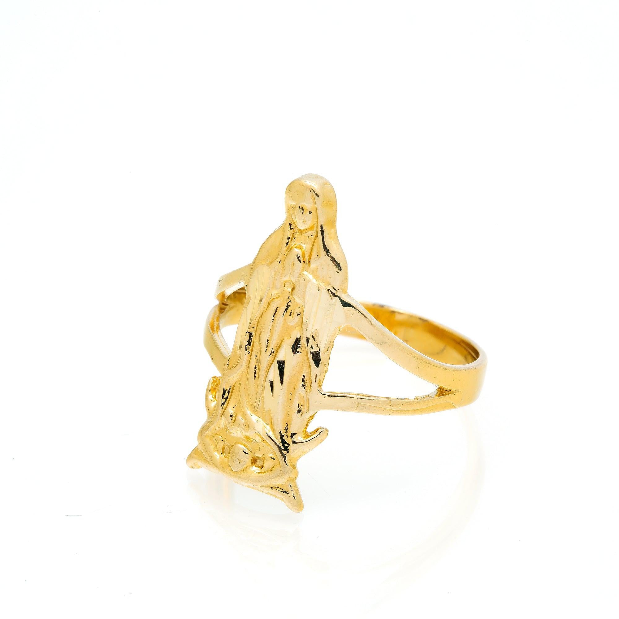 10K Yellow Gold Mary Medallion Men's Ring