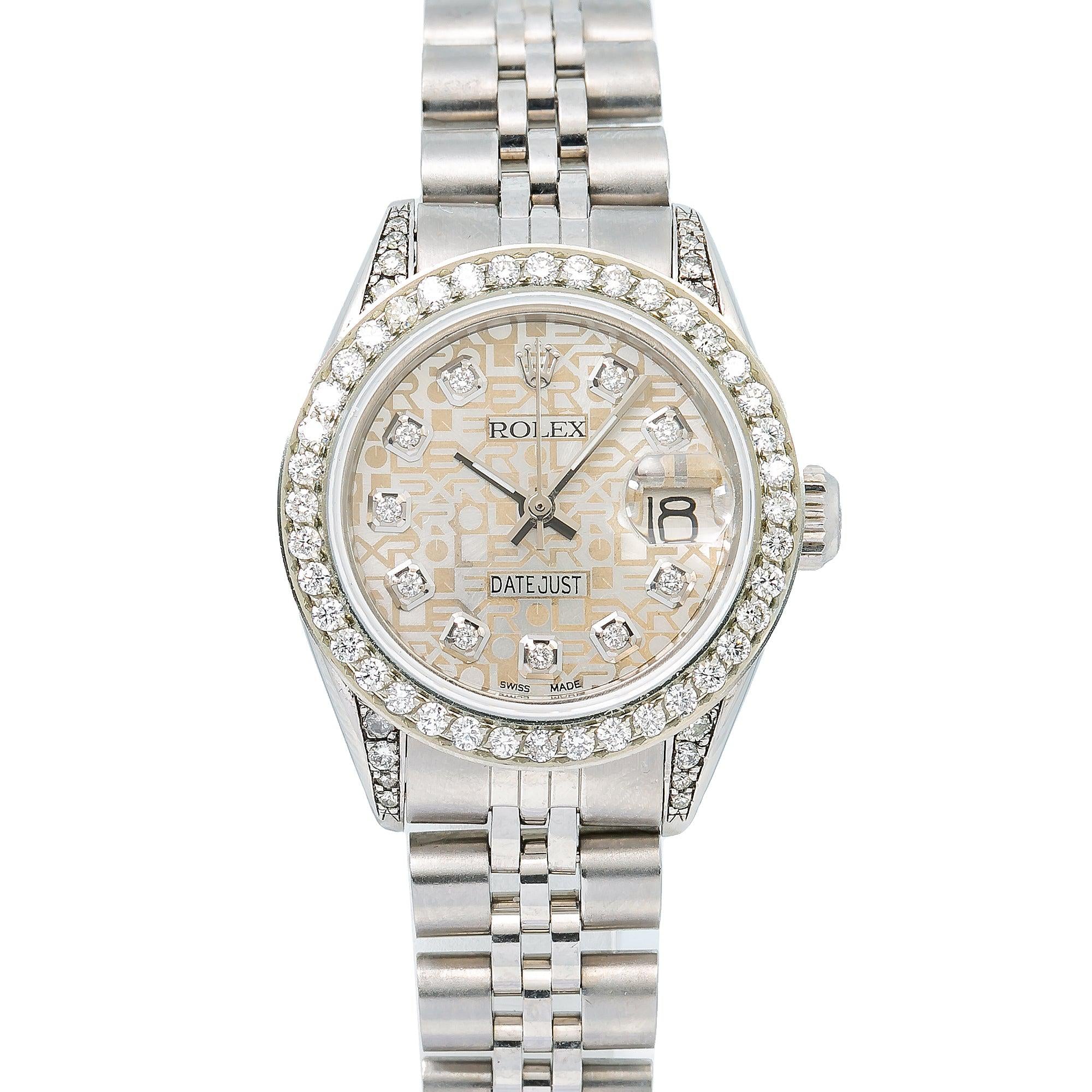 Rolex Datejust 26MM 6916 Ivory Pattern Diamond Dial Diamond Bezel Stainless Steel Jubilee Bracelet