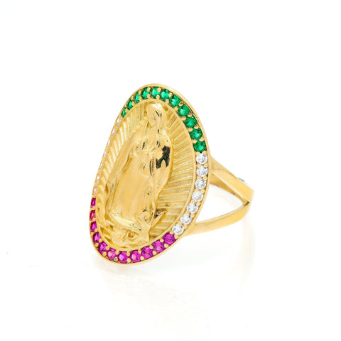 10K Yellow Gold St. Jude Green and Purple Gemstone Ring