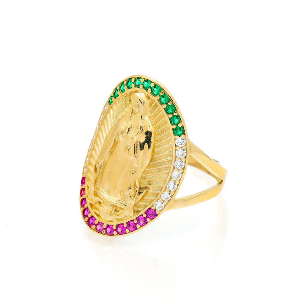 10K Yellow Gold St. Jude Green and Purple Gemstone Ring