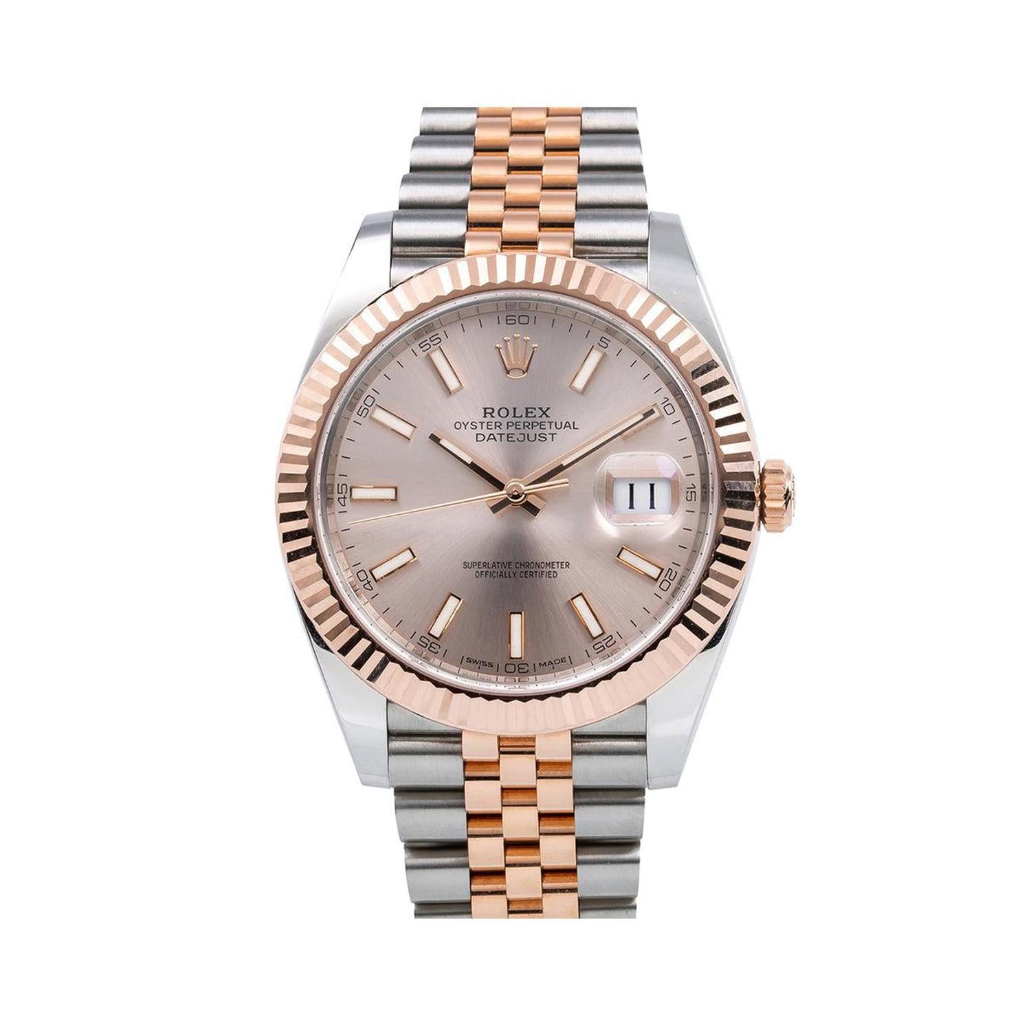 Rolex Datejust 41MM 126331 Sundust Dial Rose Gold Fluted Bezel Two Tone Jubilee Bracelet