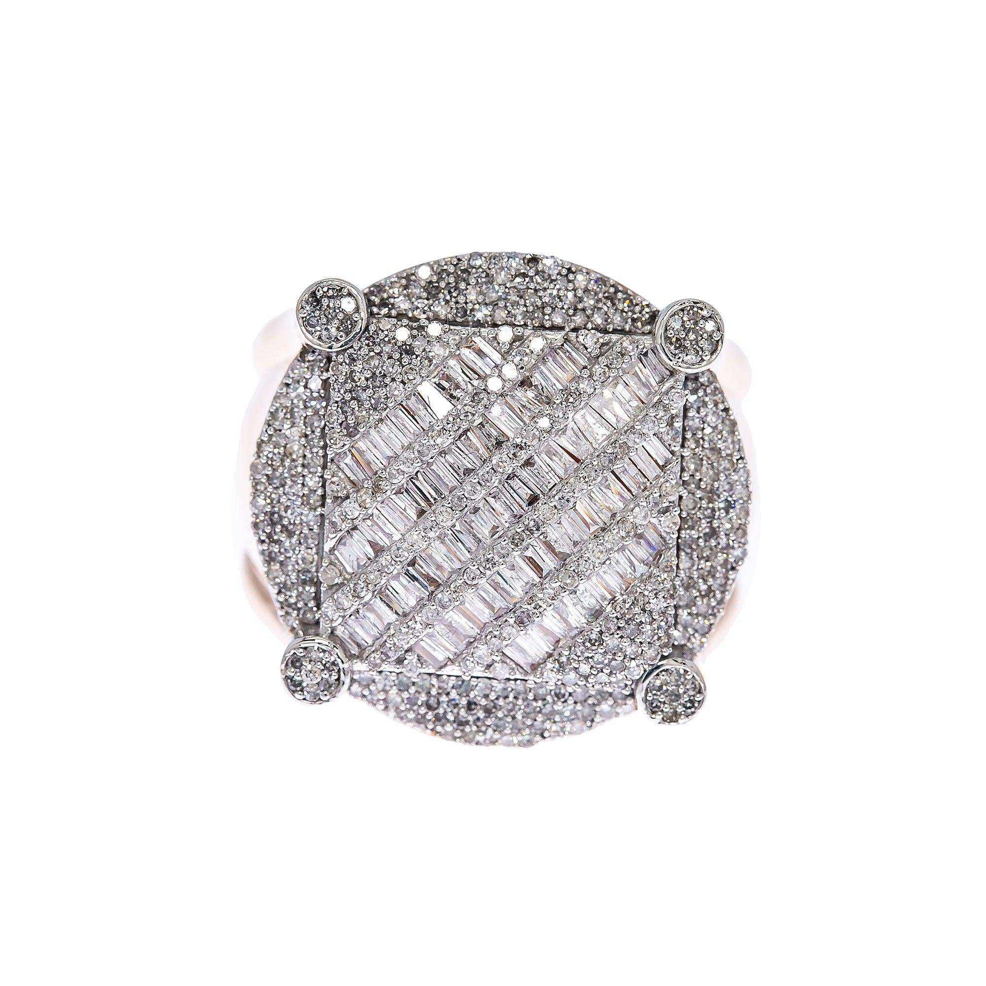 Man's 14K Rose Gold Ring with 1.76 CT  Baguette Diamonds