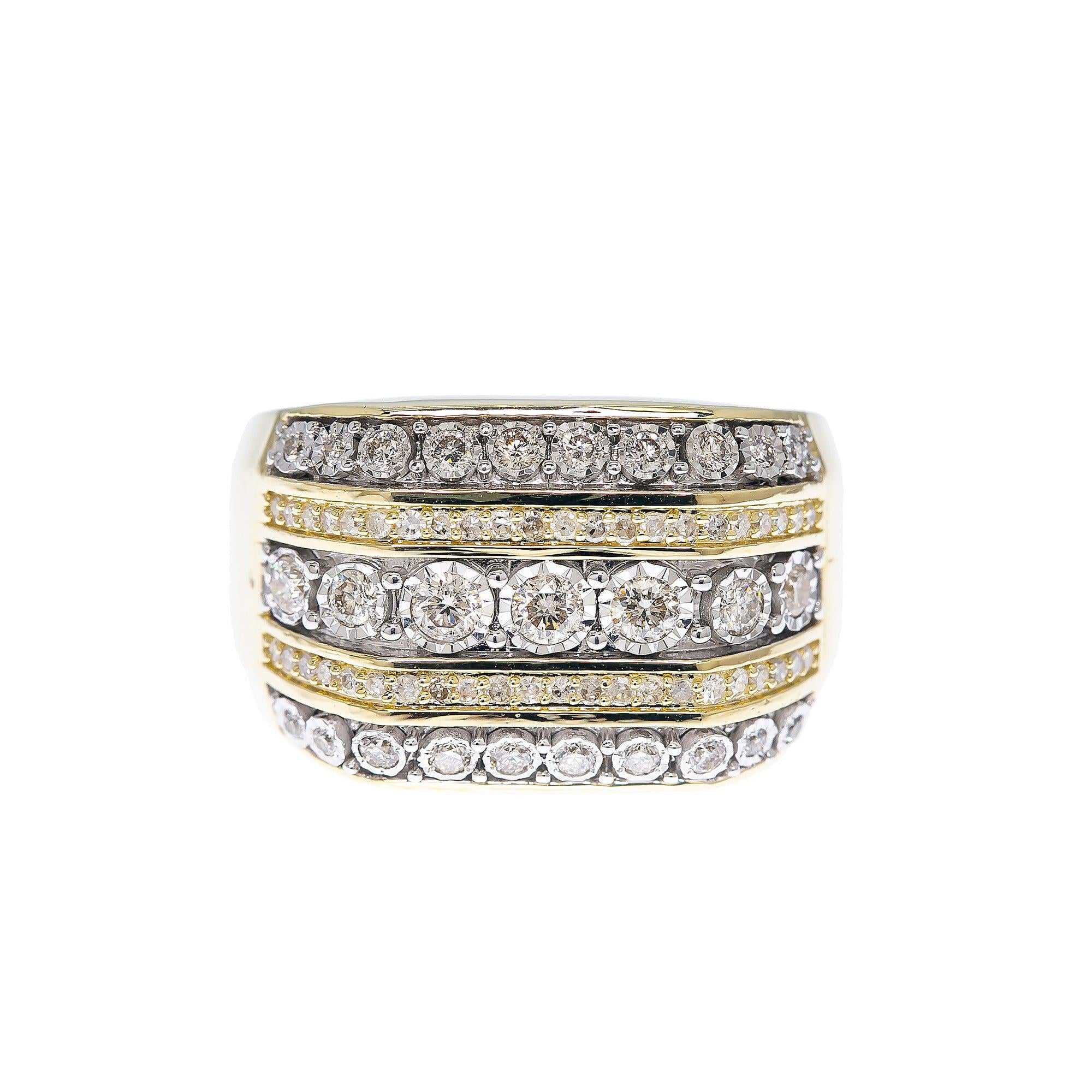 Man's 10K Yellow Gold Ring with 1.23 CT Diamonds