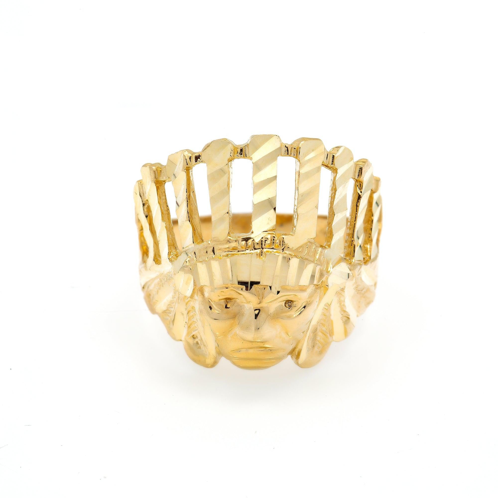 10K Yellow Gold Indian Head Men's Ring