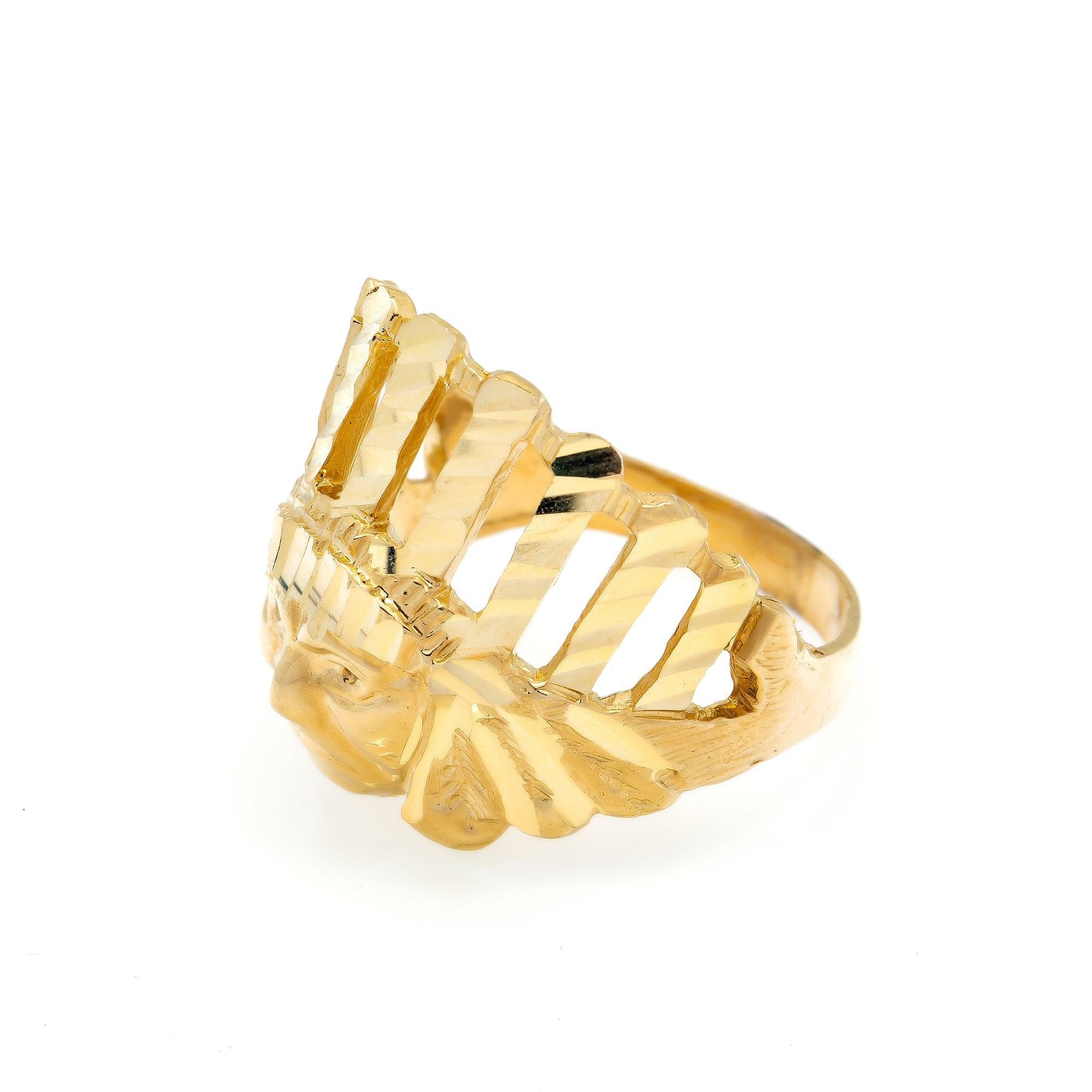 10K Yellow Gold Indian Head Men's Ring