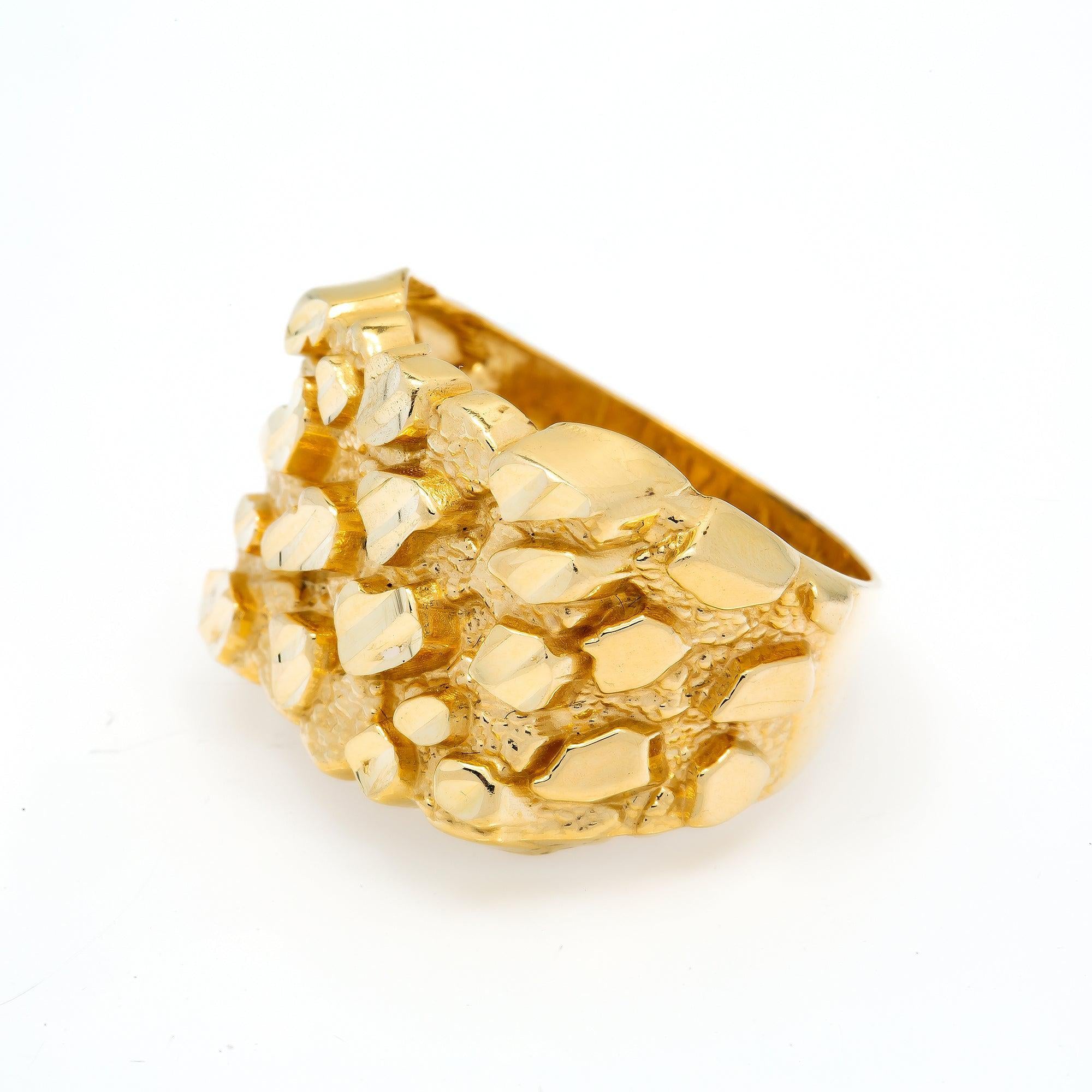 10K Yellow Gold 6.8 Grams Nugget Men's Ring