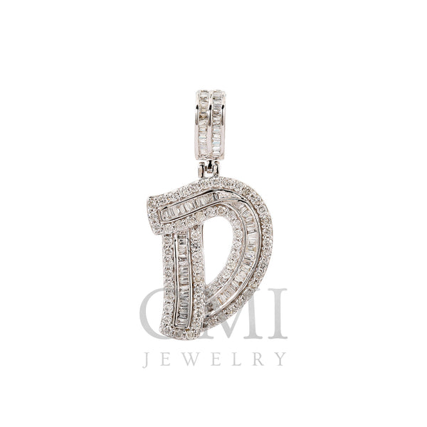 14K White Gold Diamond Letter D Pendant
