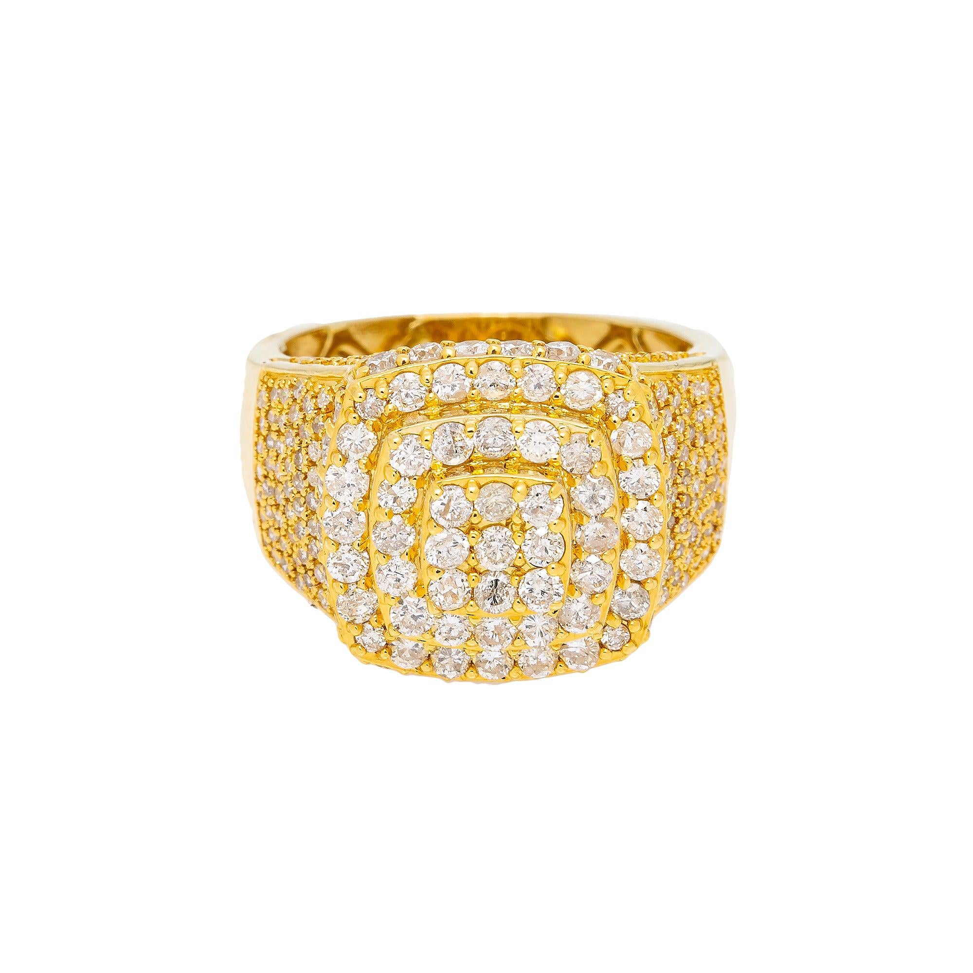 14K Yellow Gold Square Diamond Ring