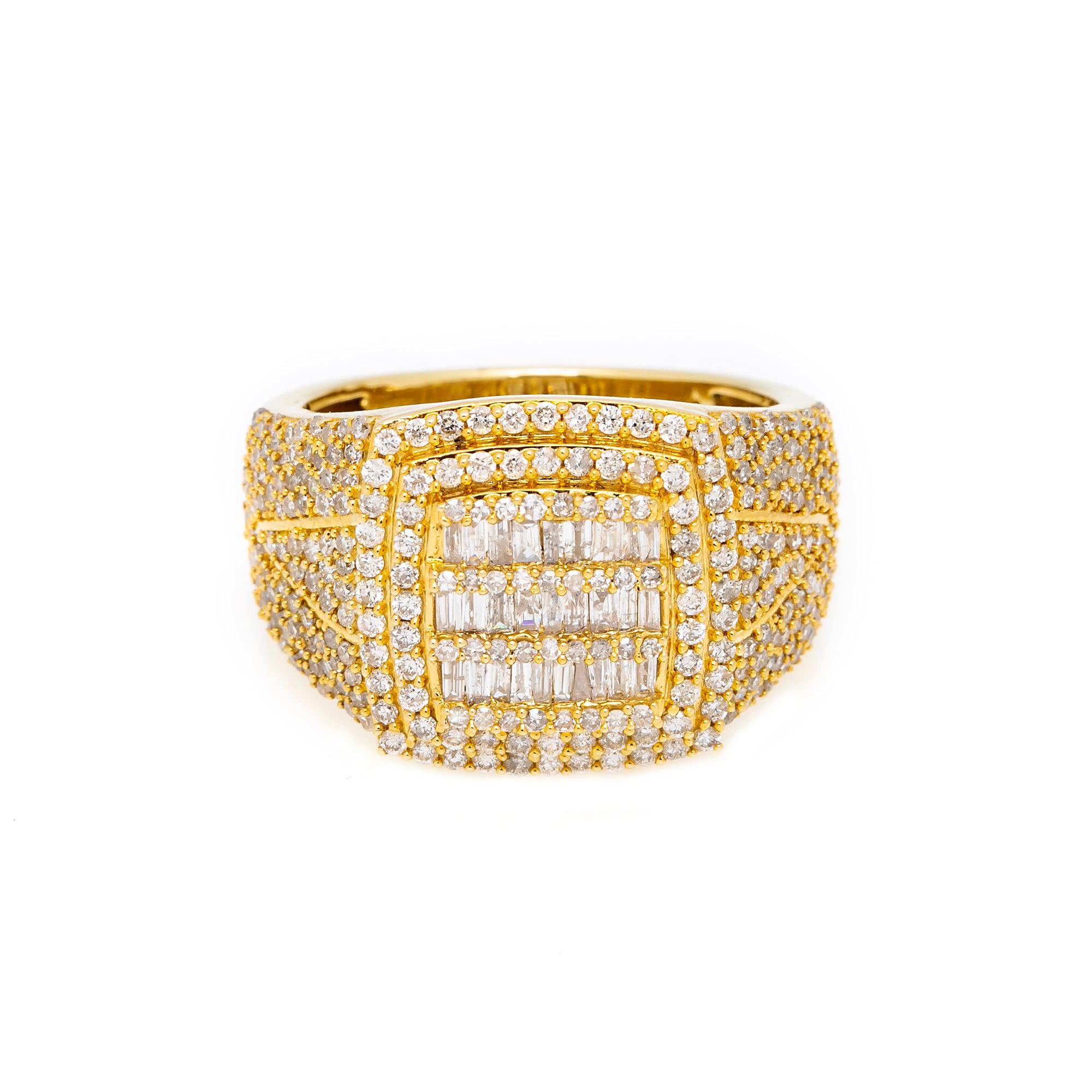 14K Yellow Gold Square Diamond Ring