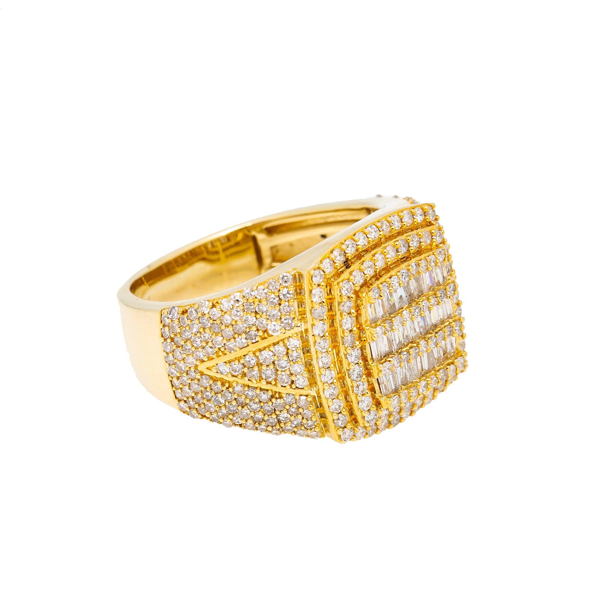 14K Yellow Gold Square Diamond Ring
