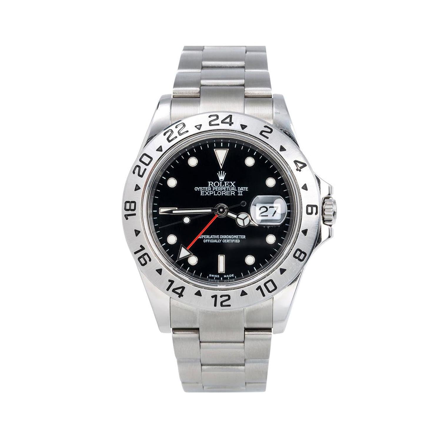 Rolex Explorer II 40MM 16570 Black Dial Stainless Steel Bezel Stainless Steel Oyster Bracelet