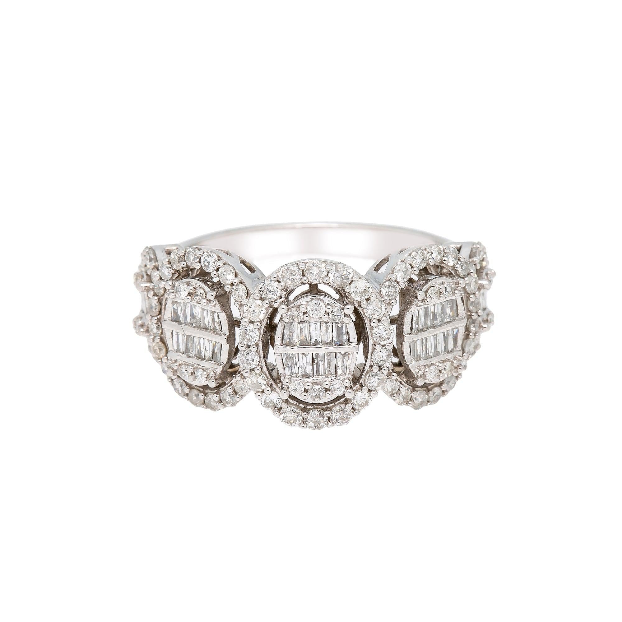 14K White Gold Baguette Diamond Ring 2.2 CT