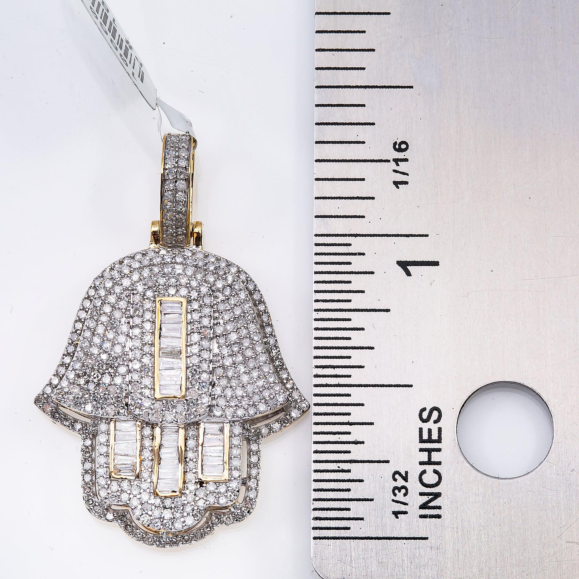 Unisex 14K Yellow Gold Hamsa Pendant with 1.27 CT Diamonds