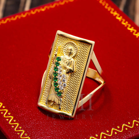 10K Yellow Gold St. Jude CZ Green Gemstone Ring