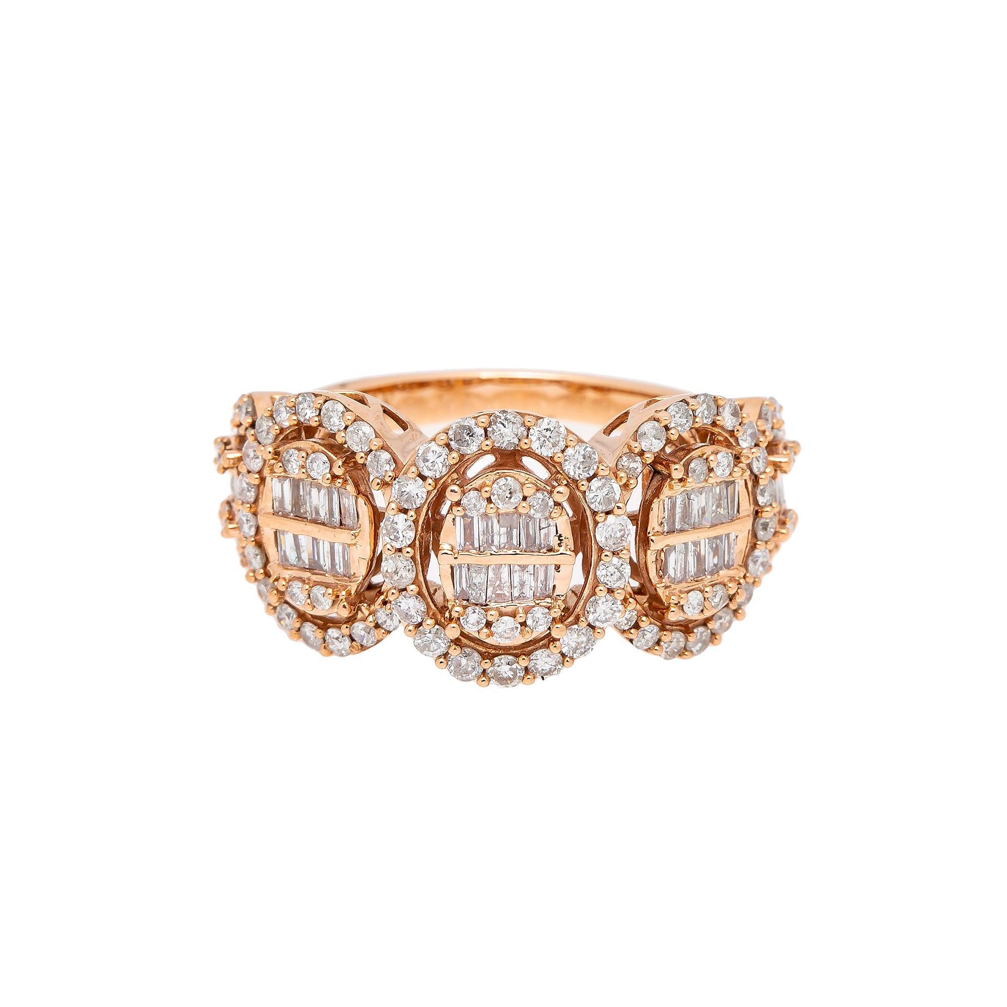 14K Rose Gold Ring with 2.2 CT Diamonds
