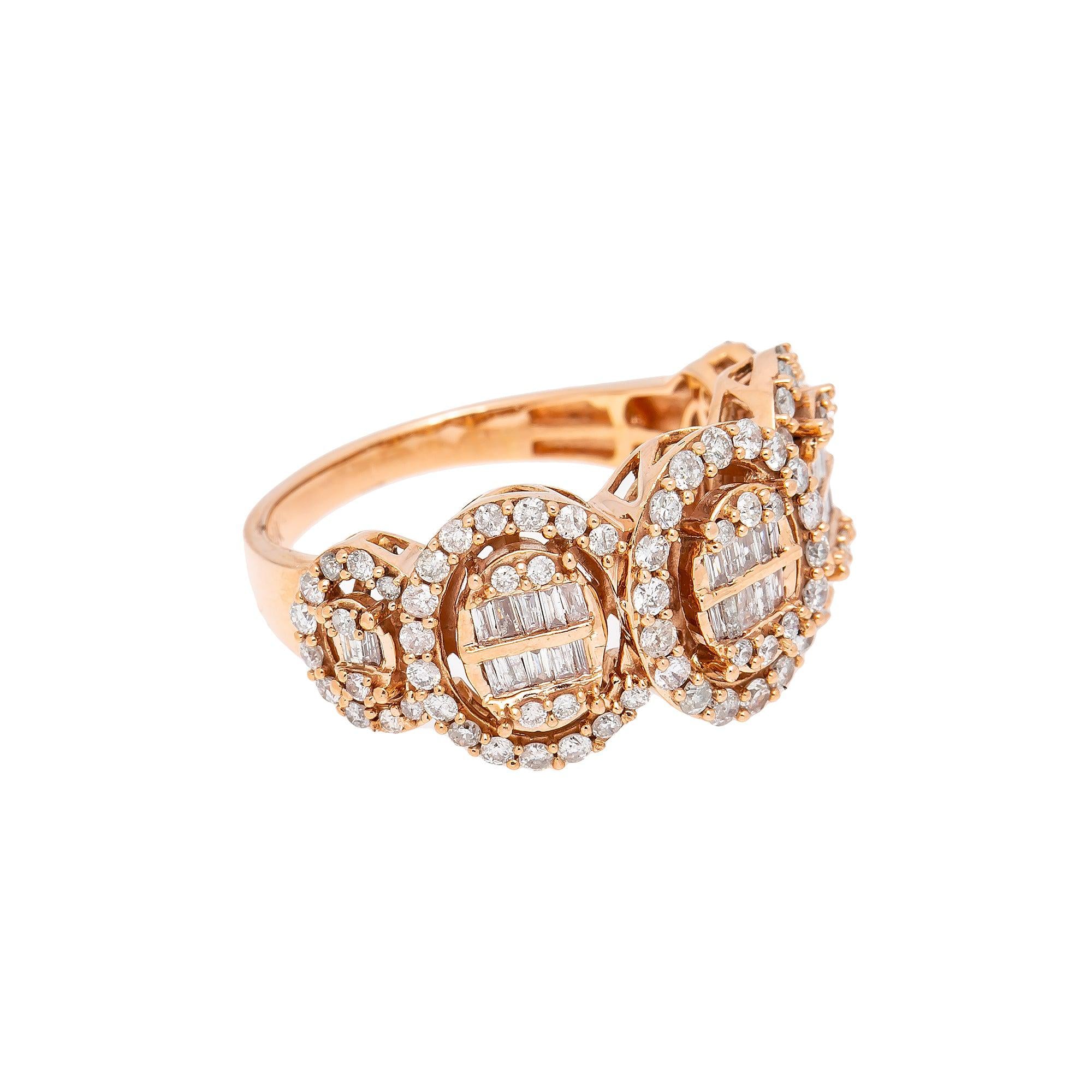 14K Rose Gold Ring with 2.2 CT Diamonds