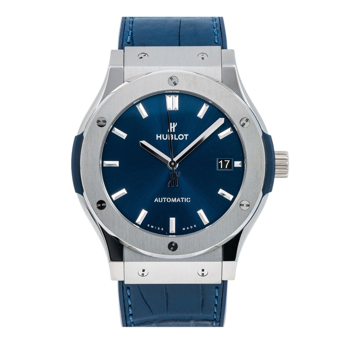 Hublot Classic Fusion Blue 511.NX.7170.LR 45MM Blue Dial With Leather Bracelet