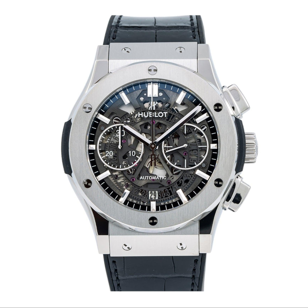 Hublot Classic Fusion Aerofusion 525.NX.0170.LR.12 45MM Black Dial With Leather Bracelet