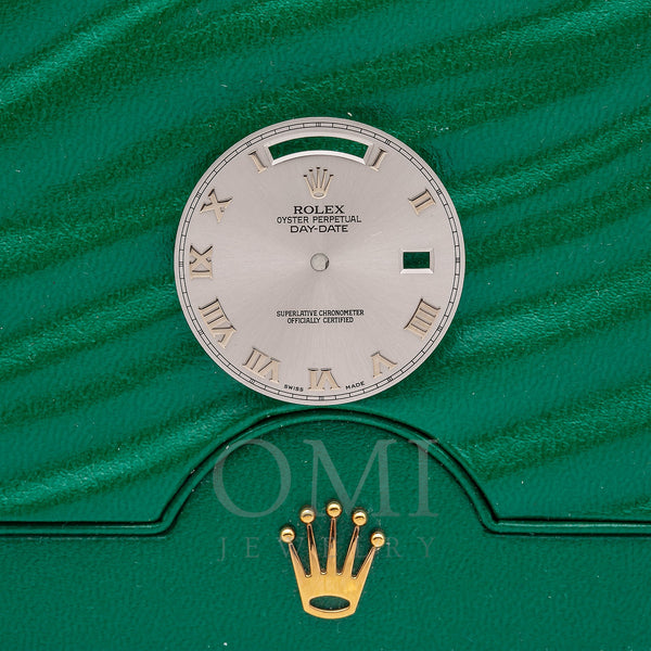 Original Rolex Men's Day- Date 41MM Silver Grey Color Roman Numeral Marker Dial