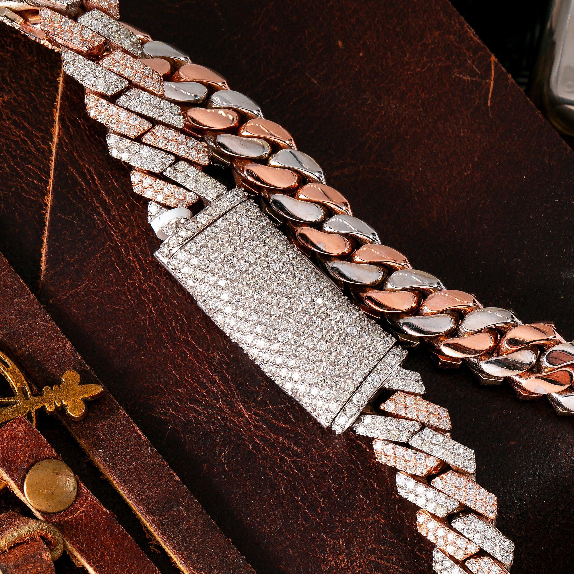 14K GOLD TWO TONE 22" / 10MM CUBAN CHAIN WITH 22.25 CT DIAMONDS