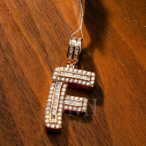 14K Rose Gold Letter F Pendant with 0.94 CT Diamond