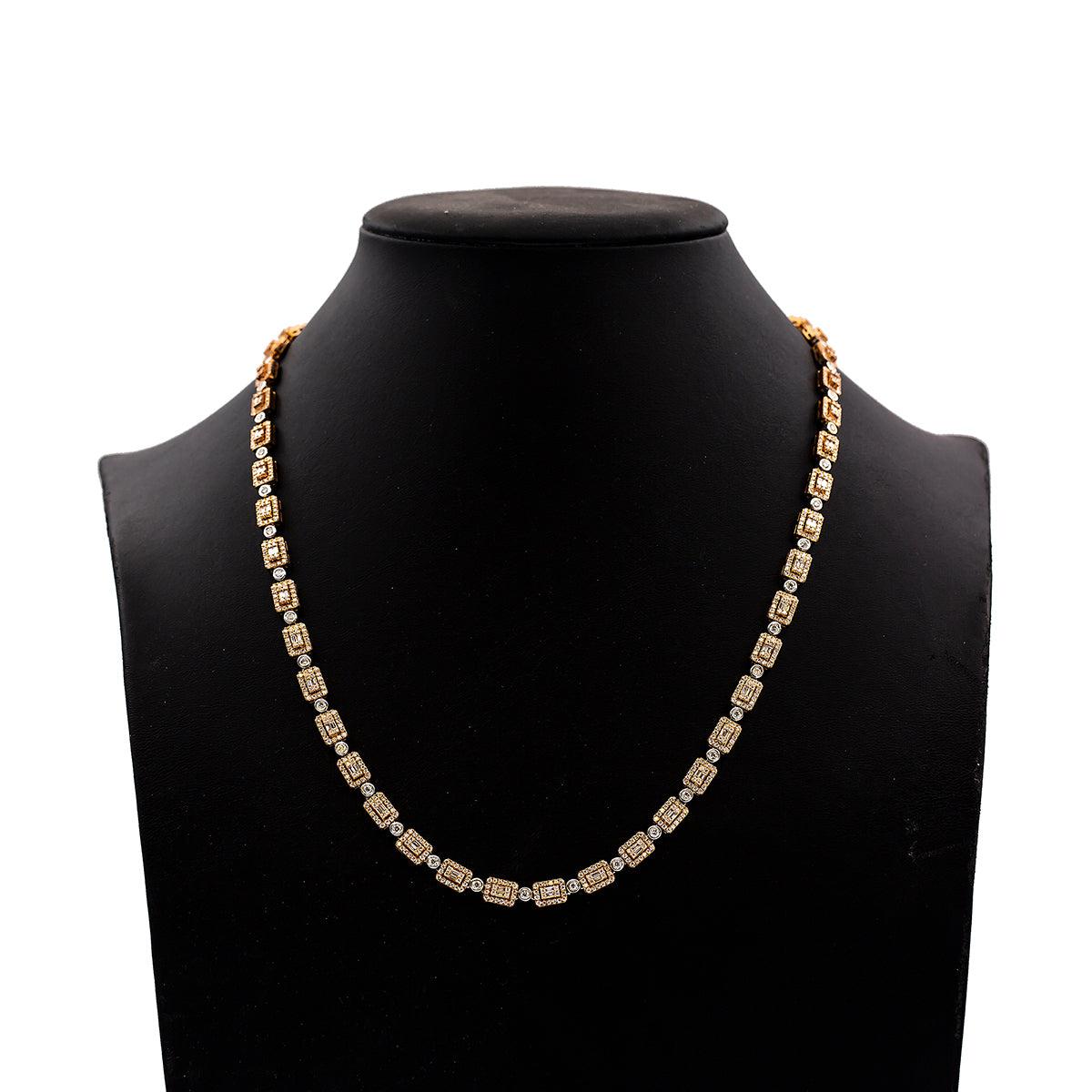 14K Rose Gold & White Gold 22" Men's Fancy Chain  With 12 CT Diamonds