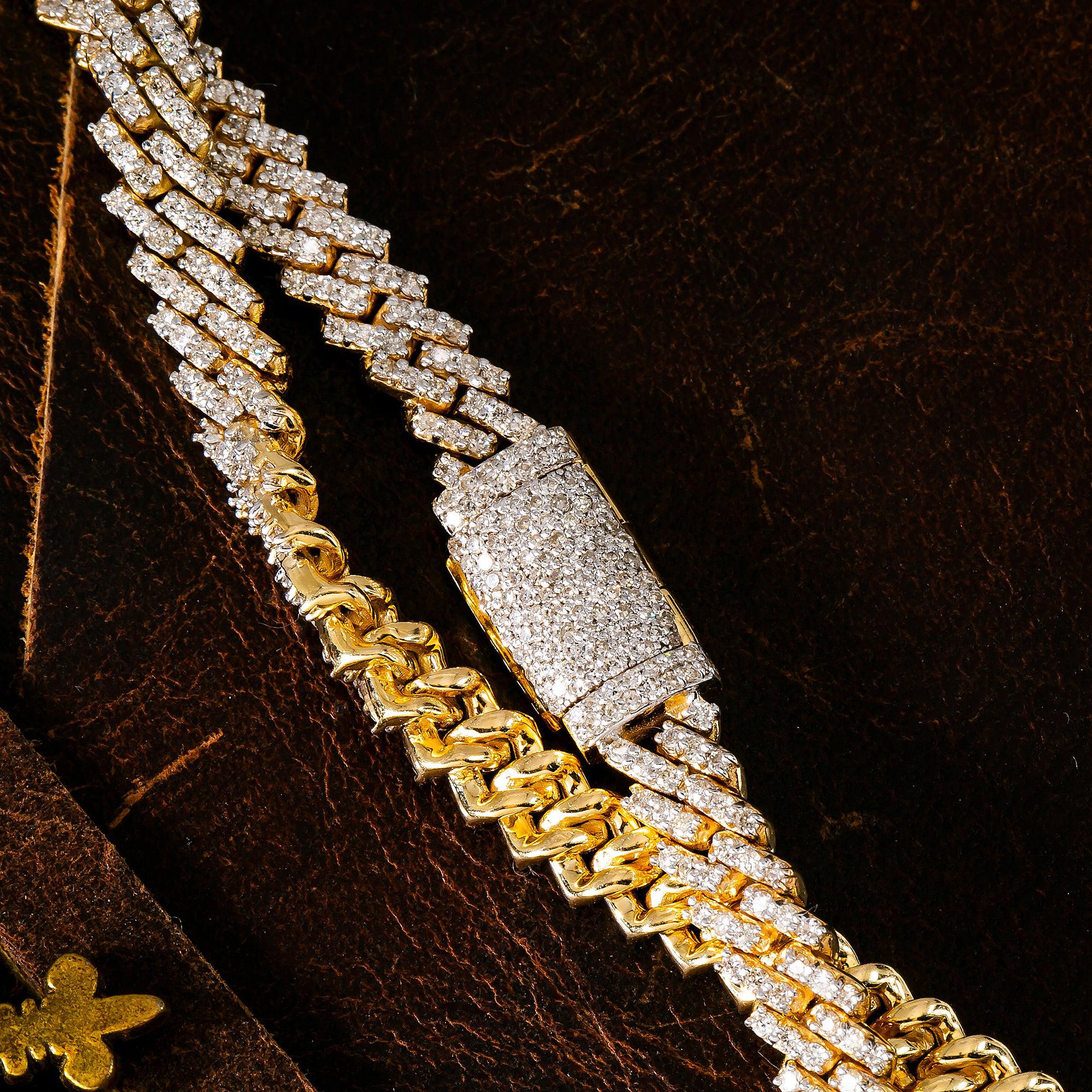 10K YELLOW GOLD 24"/5 MM CUBAN CHAIN WITH 8.7 CT DIAMONDS