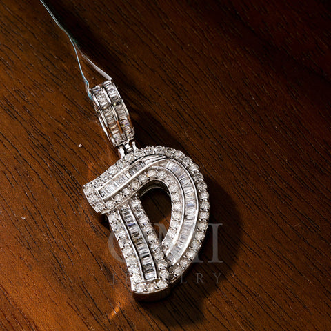 14K White Gold Diamond Letter D Pendant