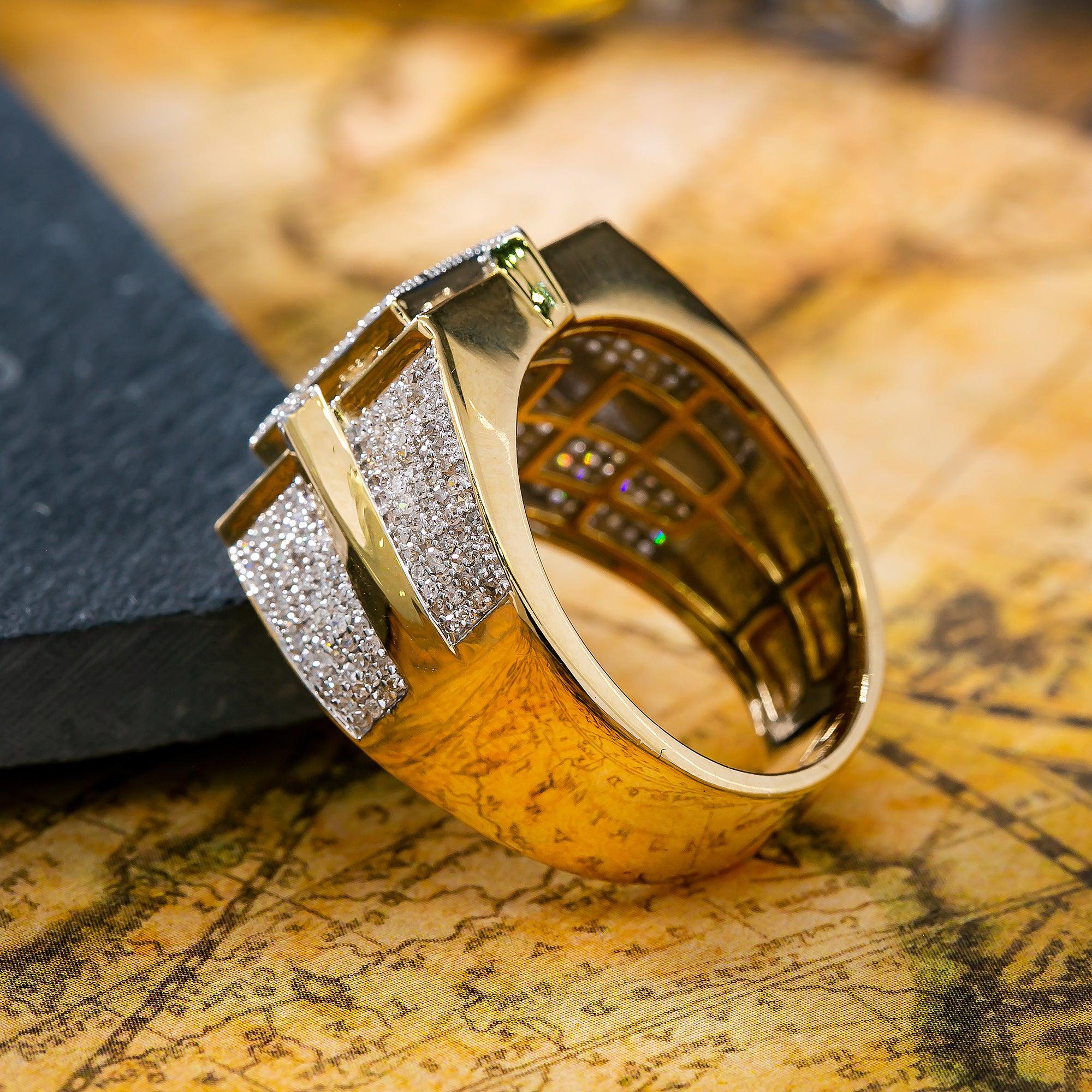 14K YELLOW GOLD MEN'S RING WITH 2.33 CT DIAMONDS