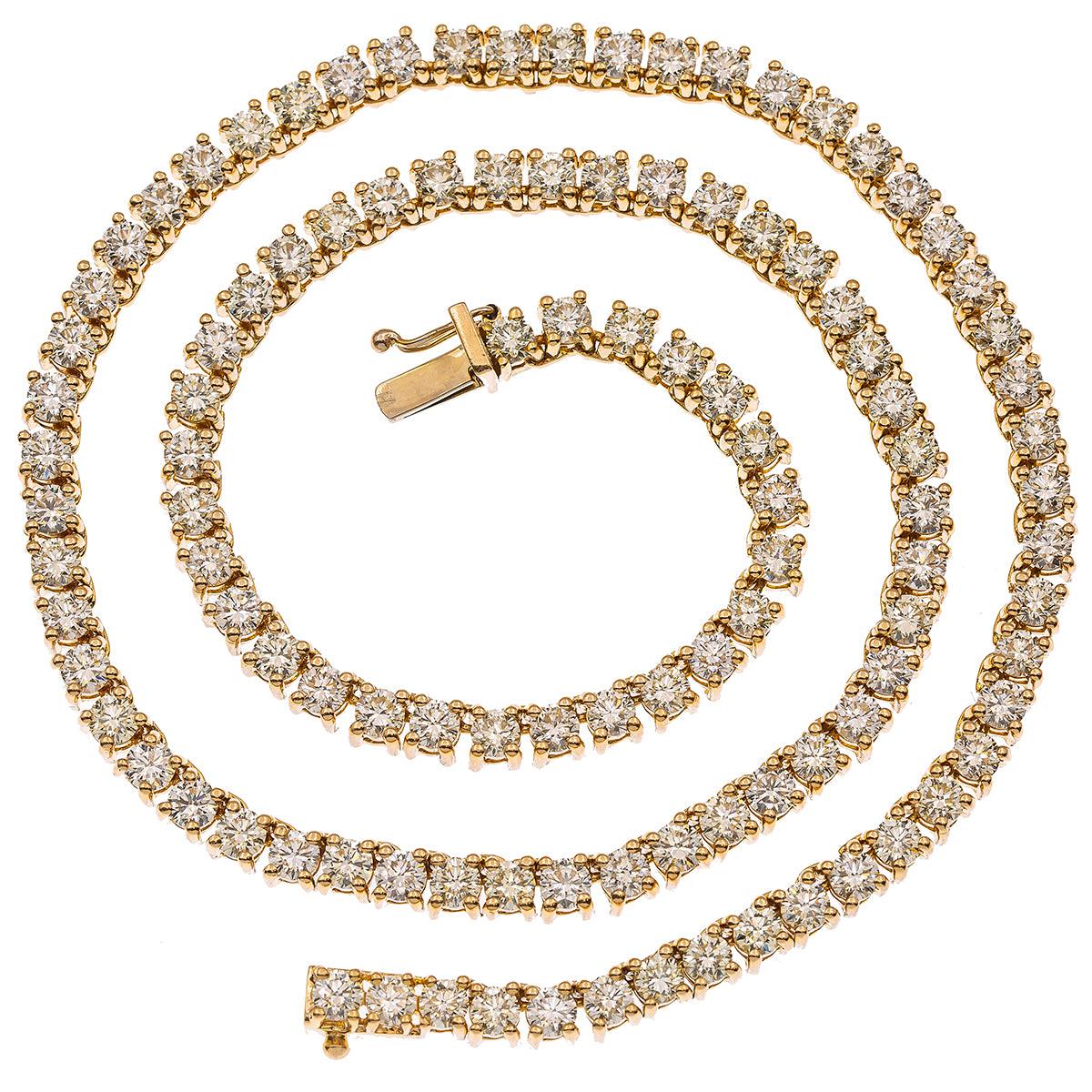 14K Yellow Gold 20" Men's Tennis Chain With 29.50 CT Diamonds