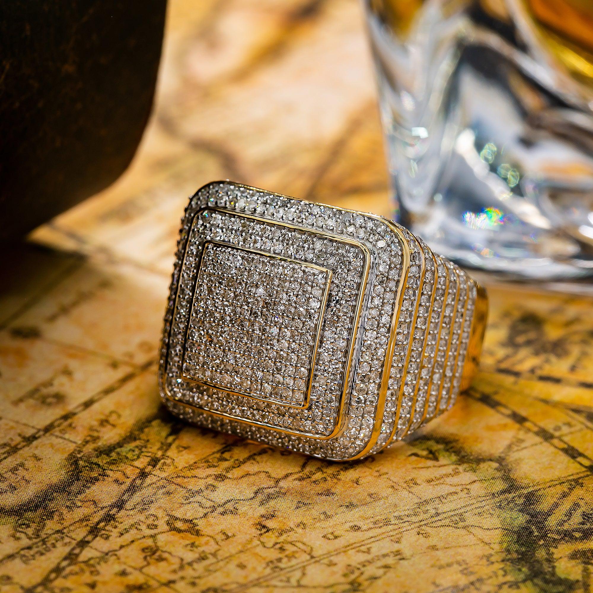 14K YELLOW GOLD MEN'S RING WITH 1.84 CT DIAMONDS