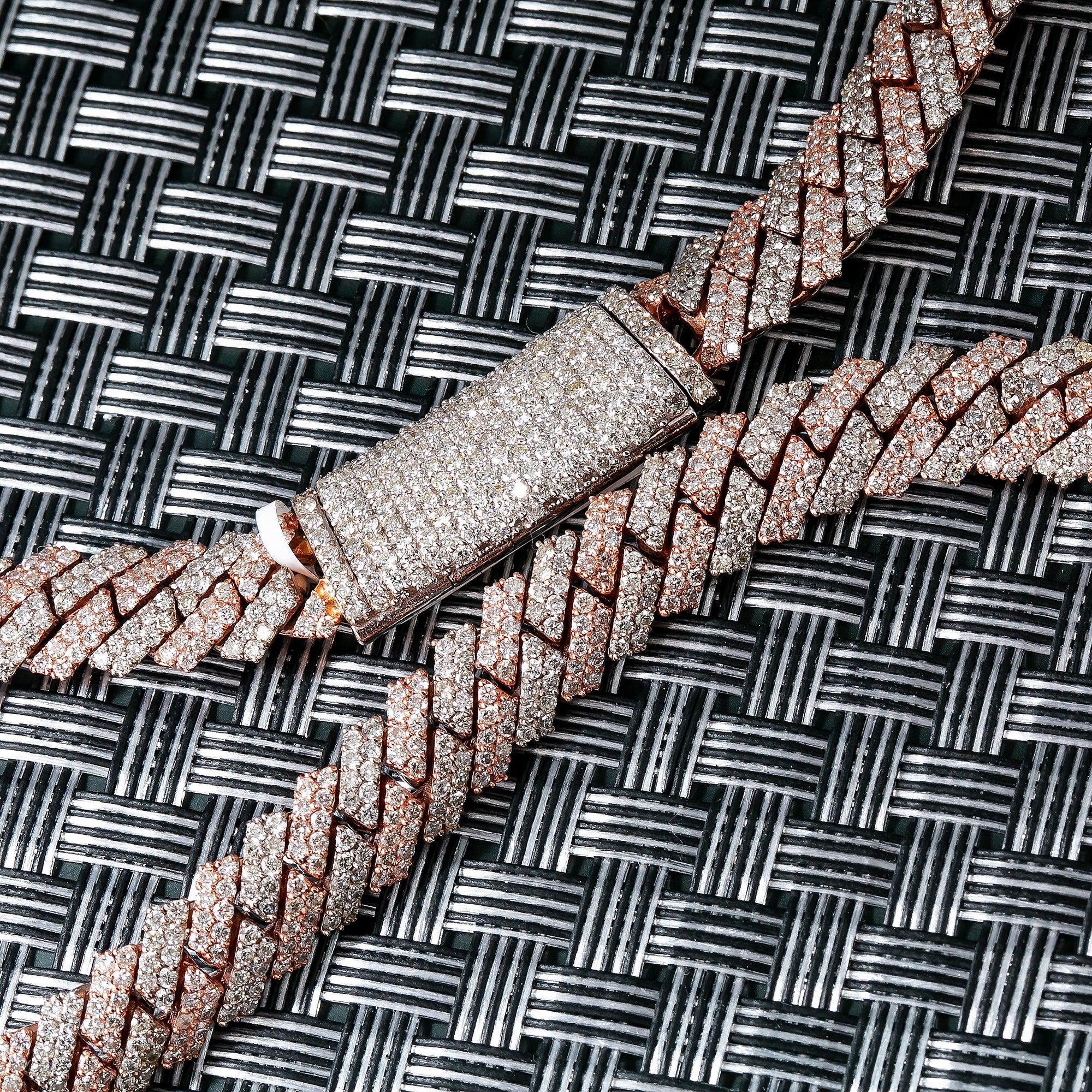 14K GOLD TWO TONE 22" / 10MM CUBAN CHAIN WITH 20.22 CT DIAMONDS