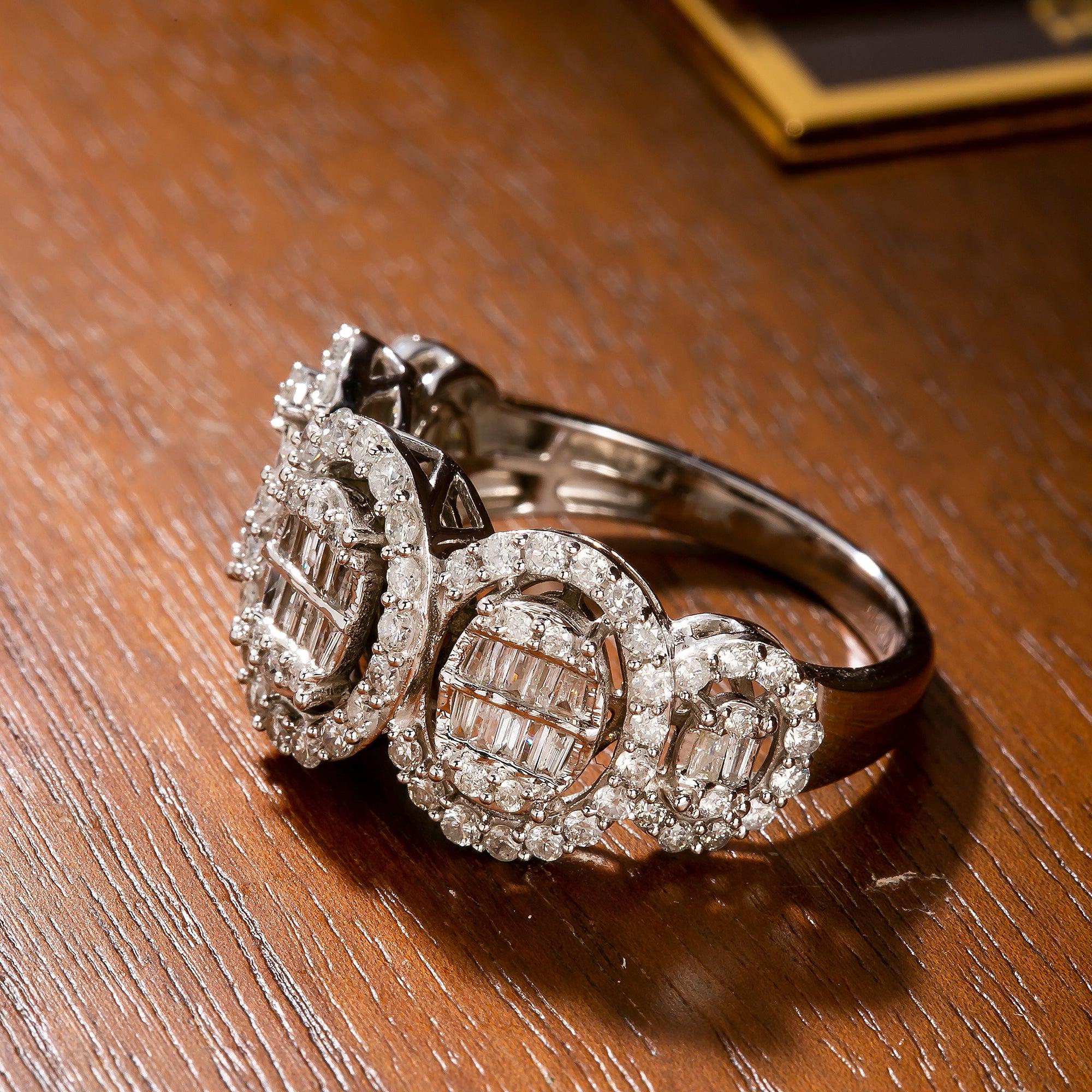 14K White Gold Baguette Diamond Ring 2.2 CT