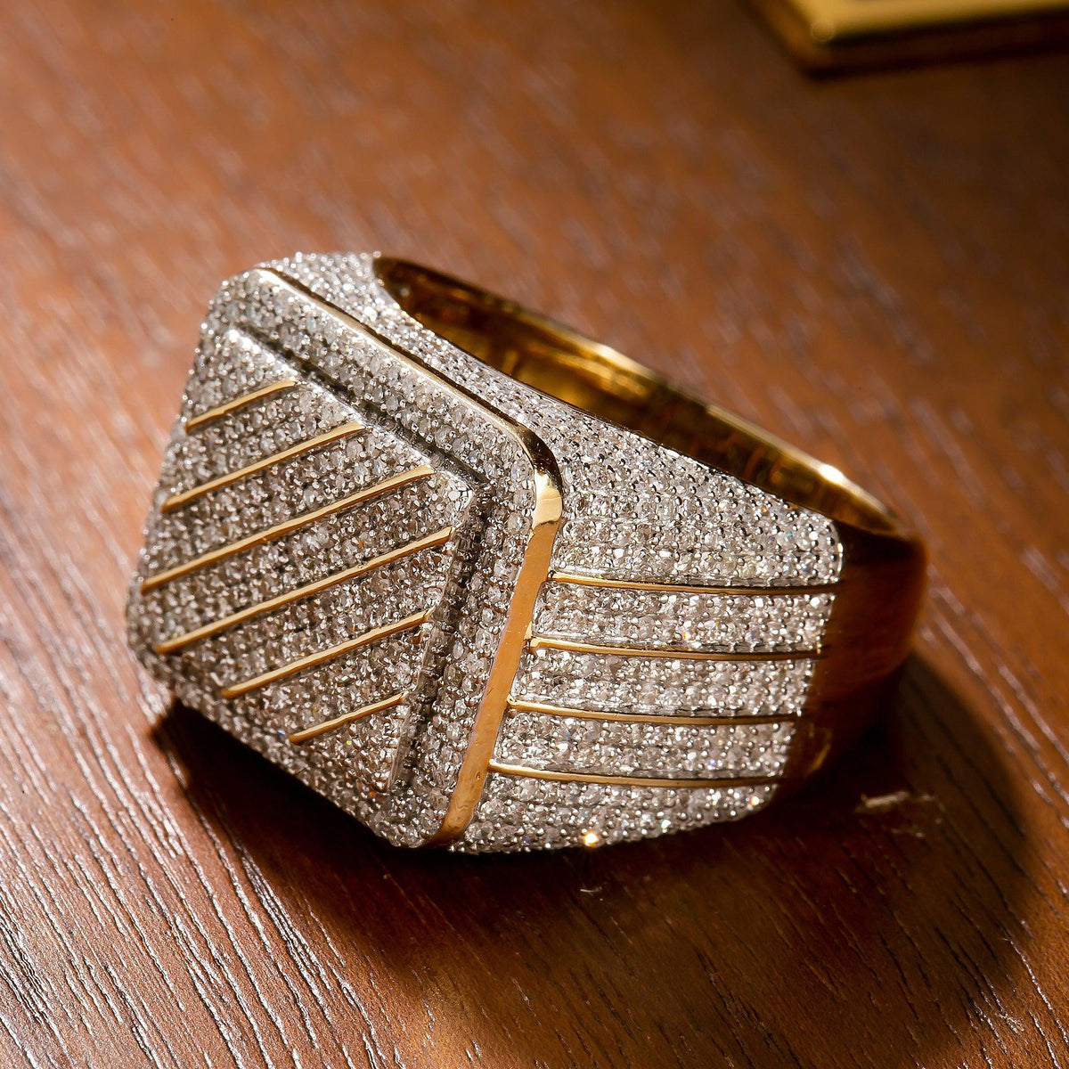 14K YELLOW GOLD RECTANGULAR DIAMOND RING 1.30 CT
