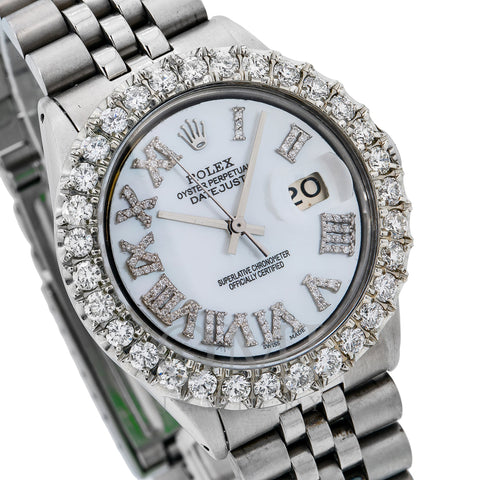 Rolex Datejust 1601 36MM Mother Of Pearl Diamond Dial With Stainless Steel Jubilee Bracelet