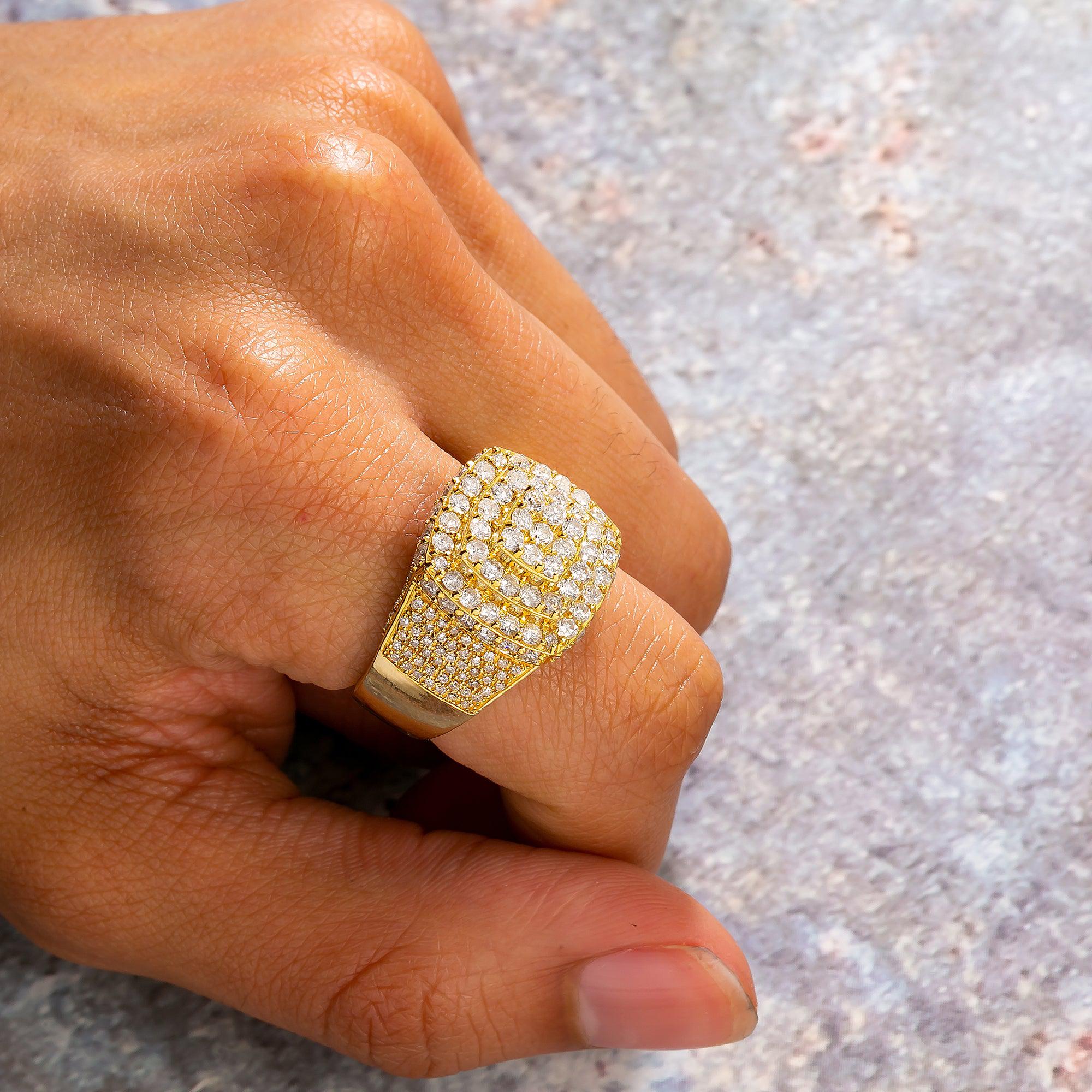 14K Yellow Gold Square Diamond Ring