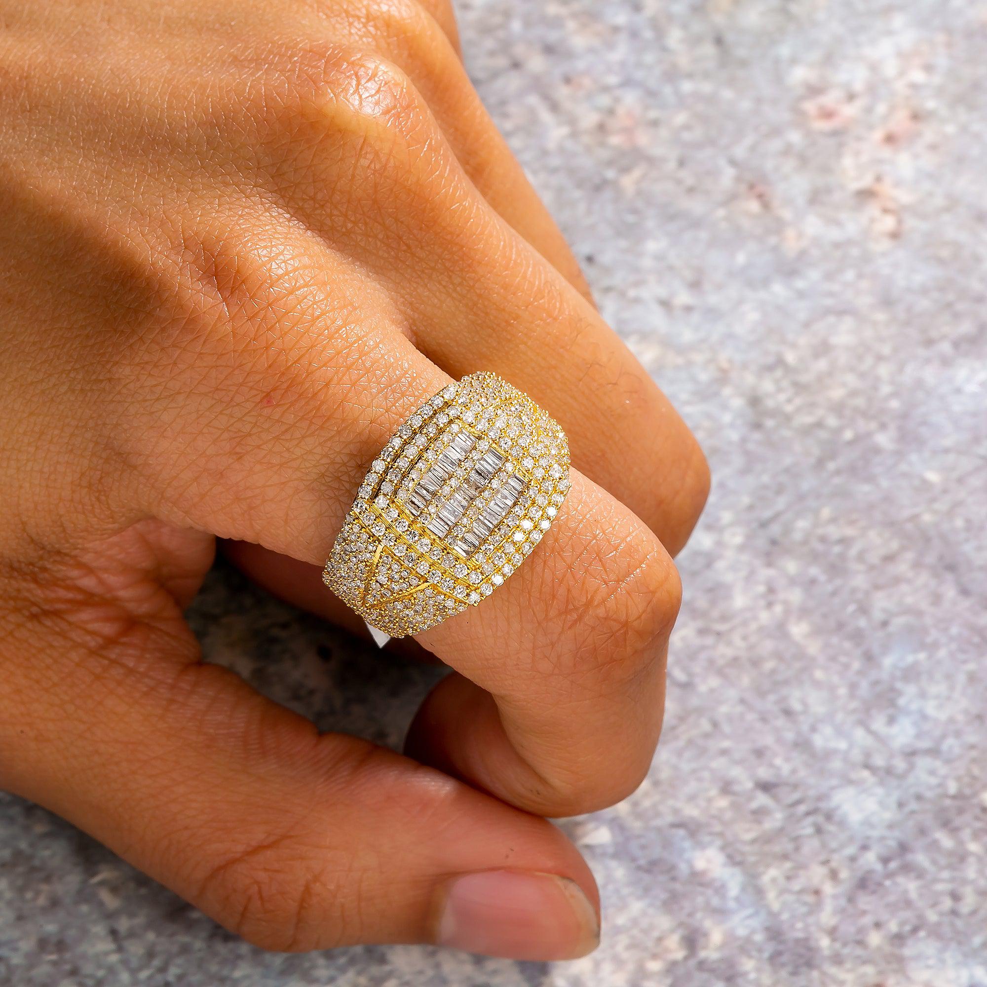 14K Yellow Gold Square Diamond Ring