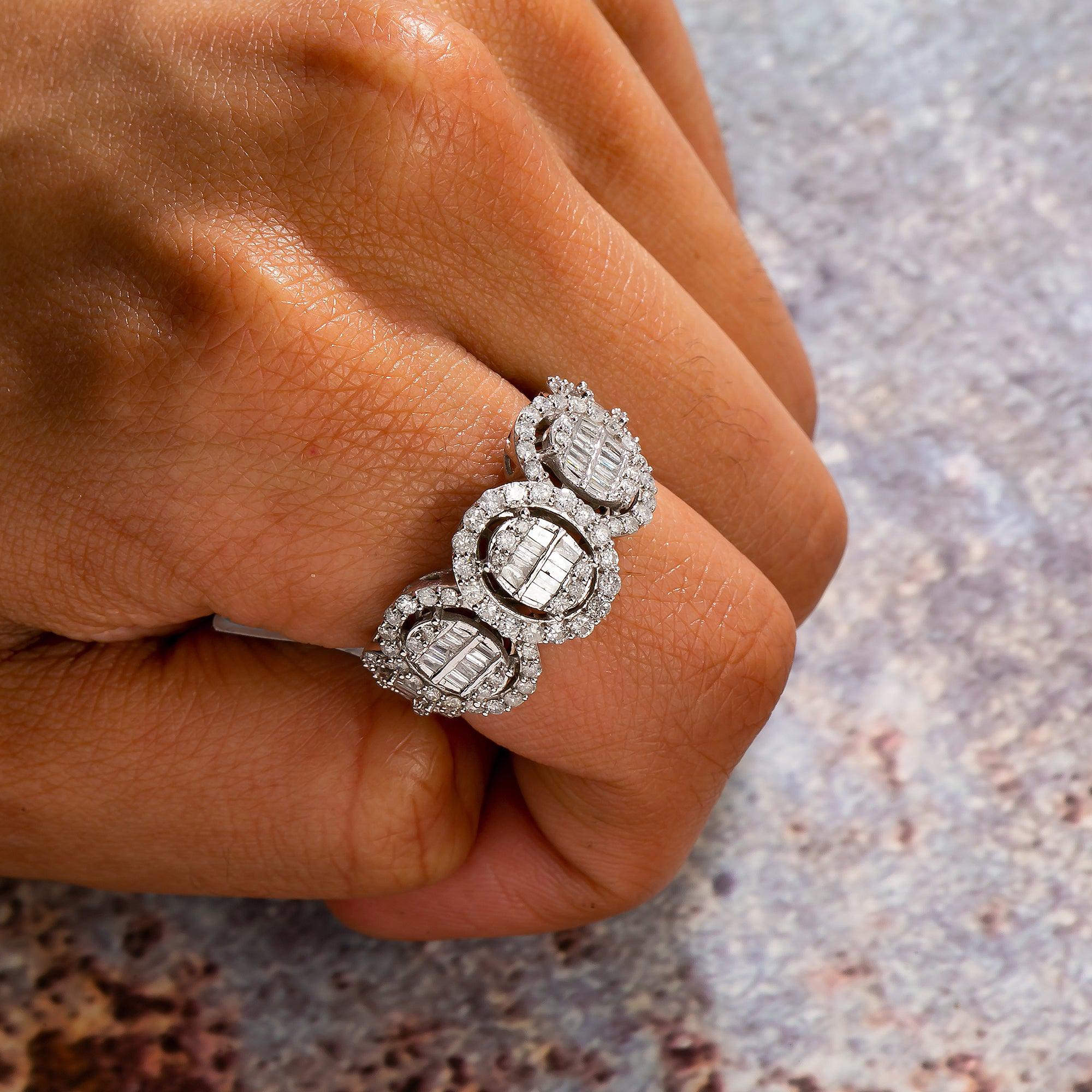 14K White Gold Baguette Diamond Ring 2.2 CT