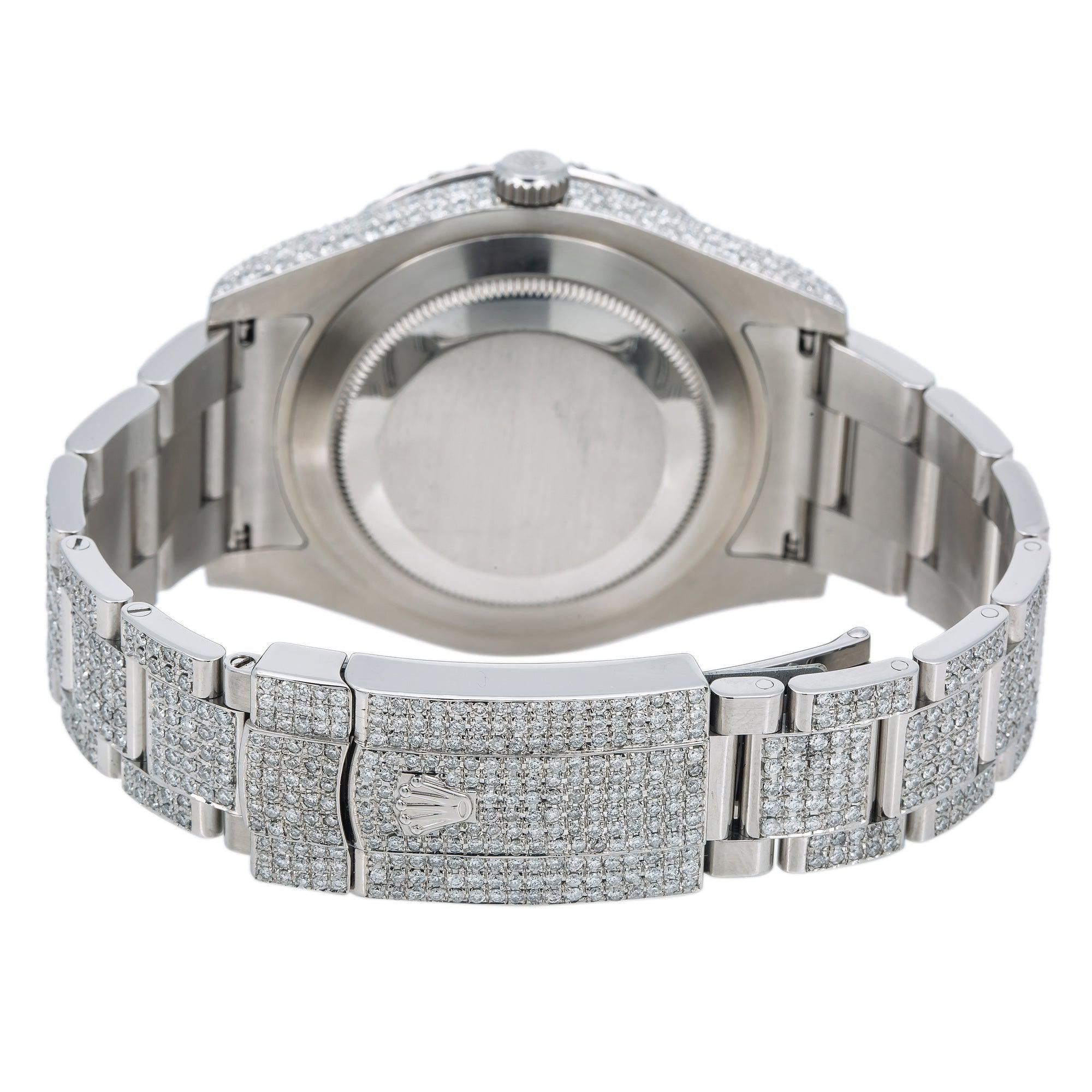 Rolex Datejust 41MM 116300 Red Roman Diamond Dial Diamond Bezel Stainless Steel Full Diamond Oyster Bracelet