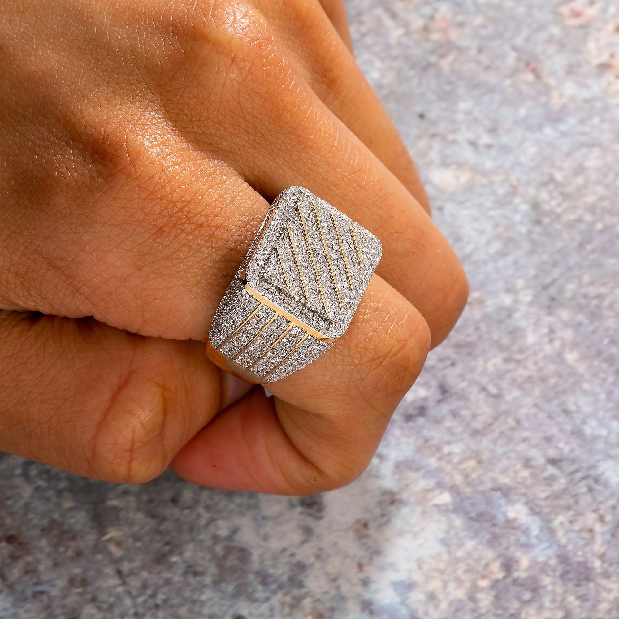 14K YELLOW GOLD RECTANGULAR DIAMOND RING 1.30 CT