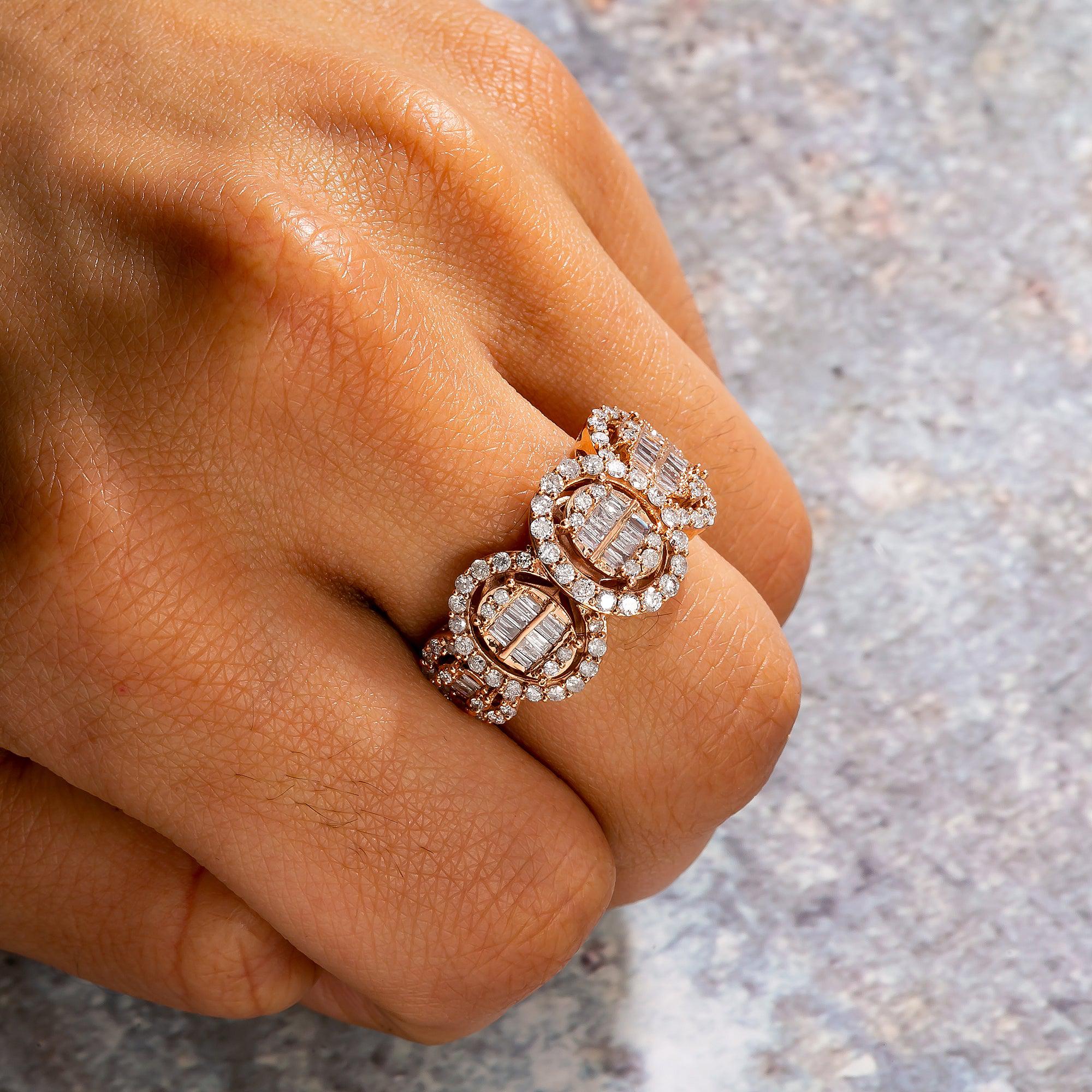 14K Rose Gold Ring with 2.2 CT Diamonds