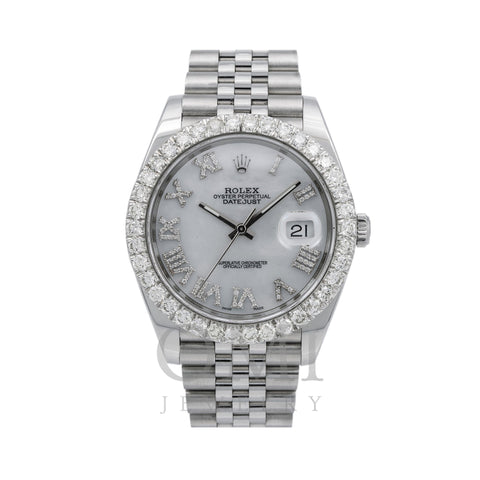 Rolex Datejust Diamond Watch, 126300 41mm, Silver Diamond Dial With Stainless Steel Jubilee Bracelet