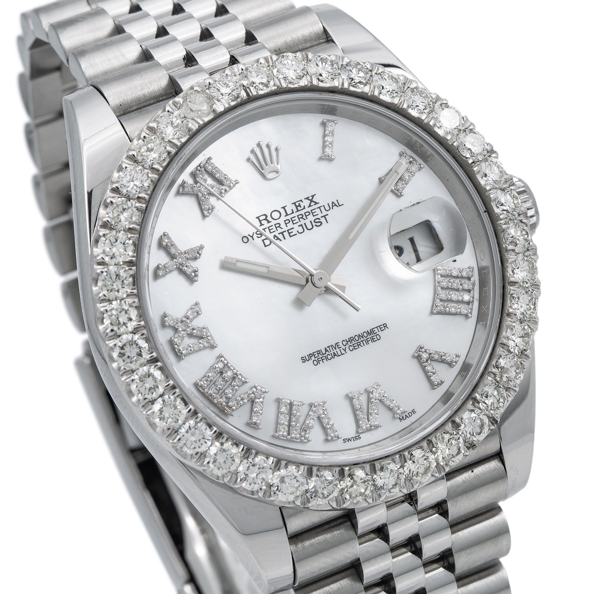 Rolex Datejust 41MM 126300 Mother of Pearl Roman Diamond Dial Diamond Bezel Stainless Steel Jubilee Bracelet