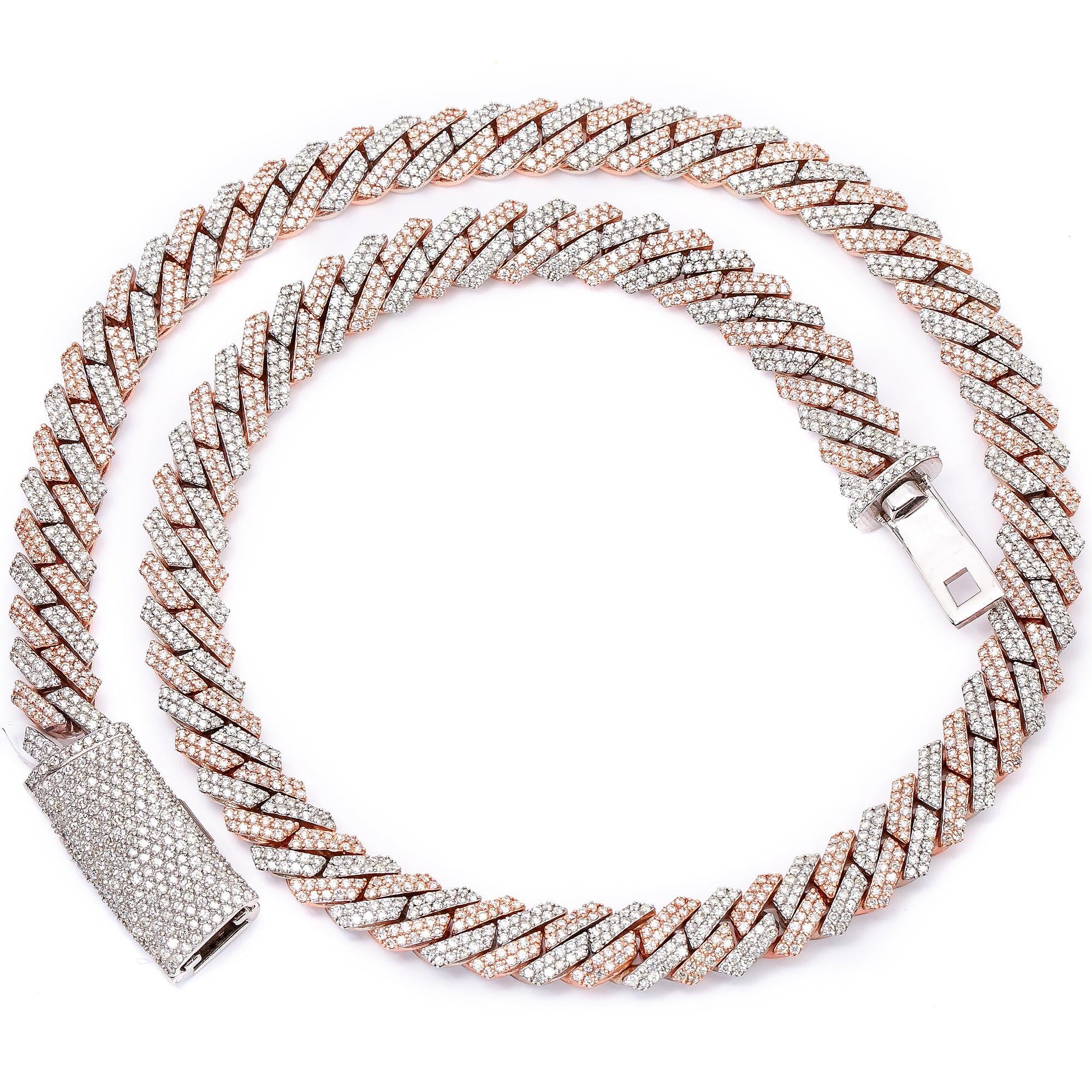 14K GOLD TWO TONE 22" / 10MM CUBAN CHAIN WITH 22.25 CT DIAMONDS