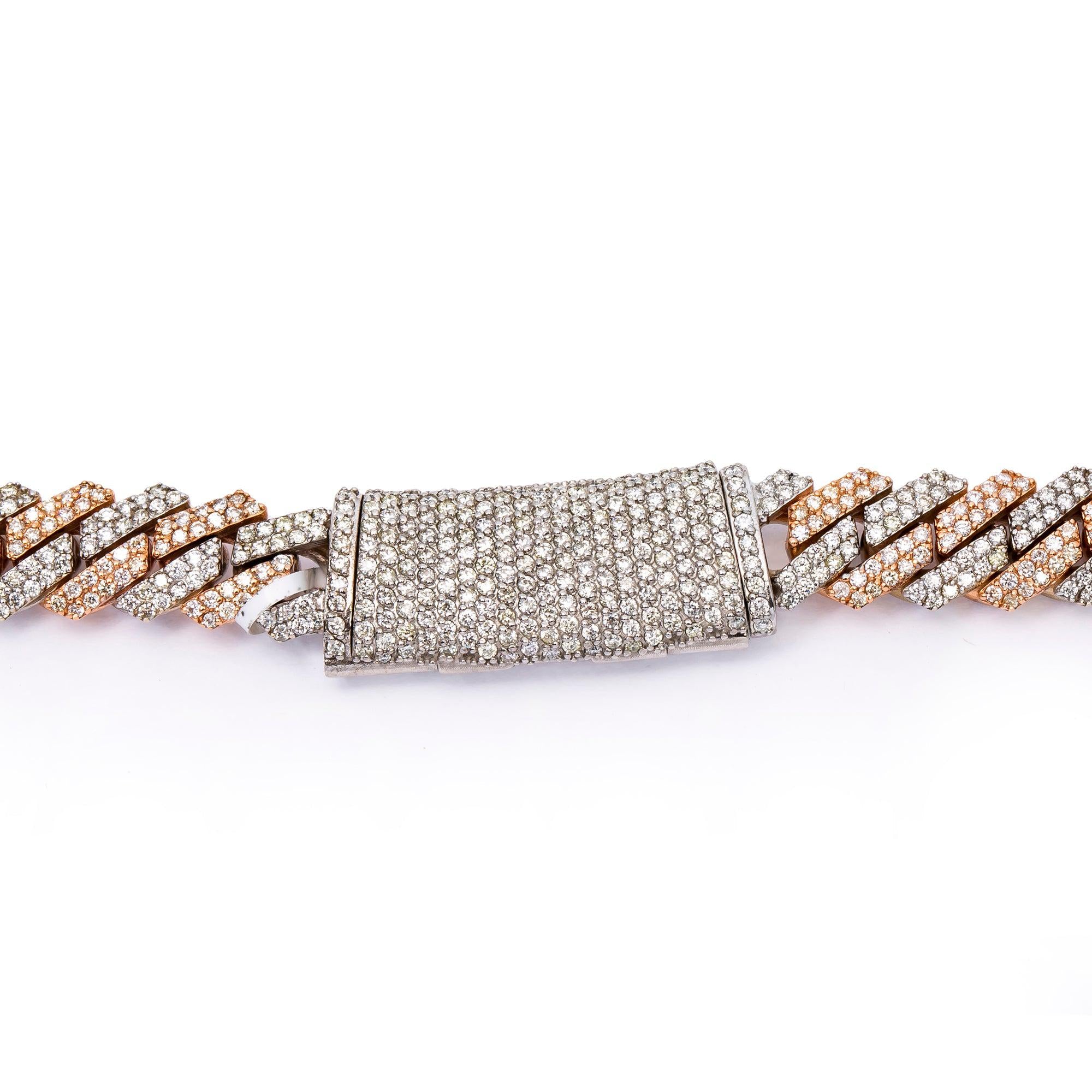 14K GOLD TWO TONE 22" / 10MM CUBAN CHAIN WITH 22.25 CT DIAMONDS