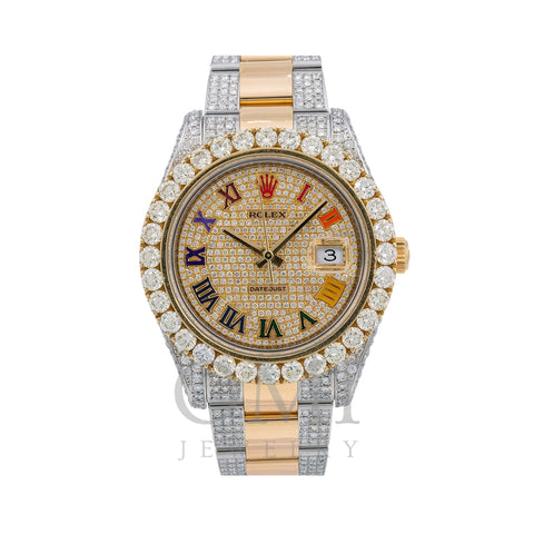 Rolex Datejust II Diamond Watch, 116333 41mm, Champagne Diamond Dial With Two Tone Oyster Bracelet