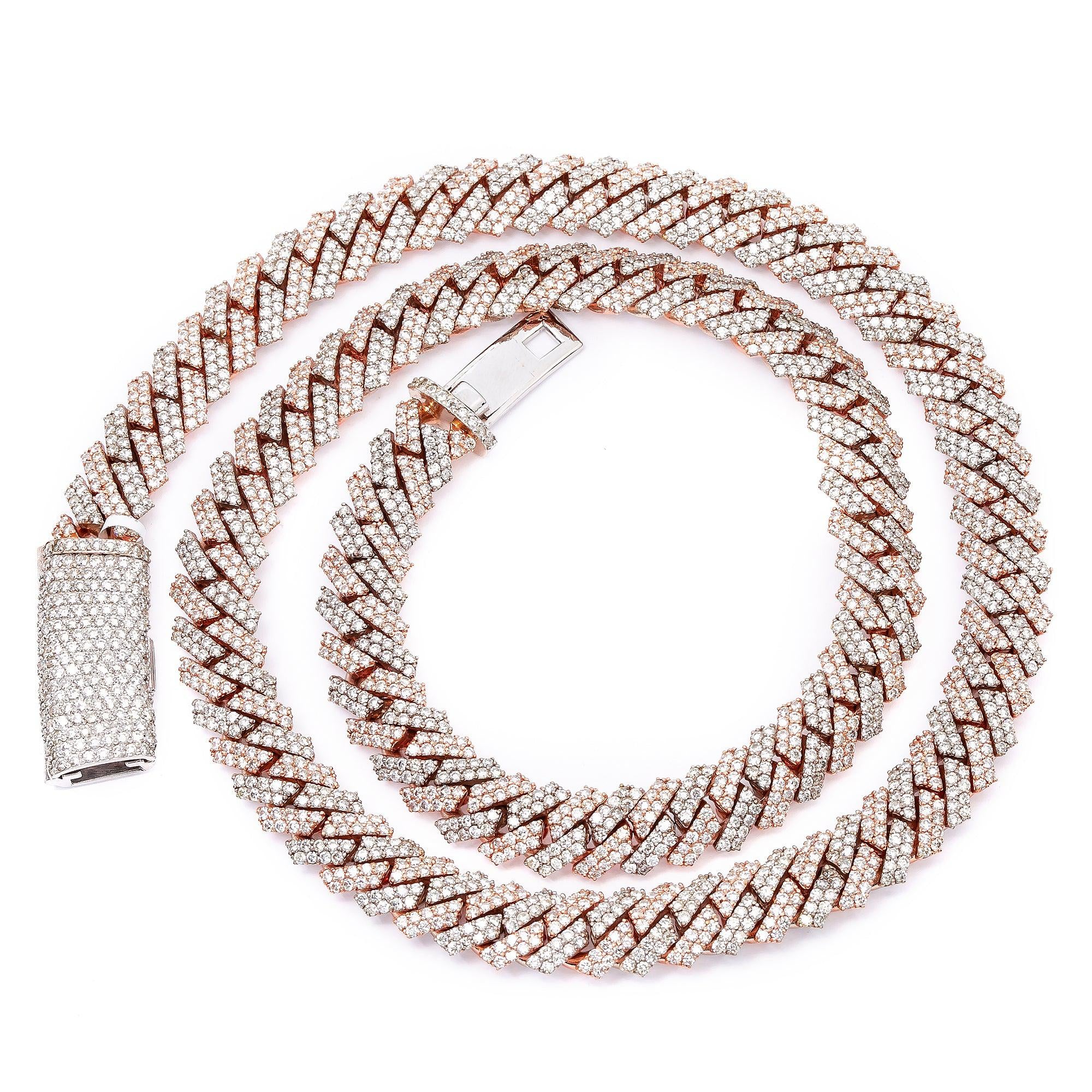 14K GOLD TWO TONE 22" / 10MM CUBAN CHAIN WITH 20.22 CT DIAMONDS